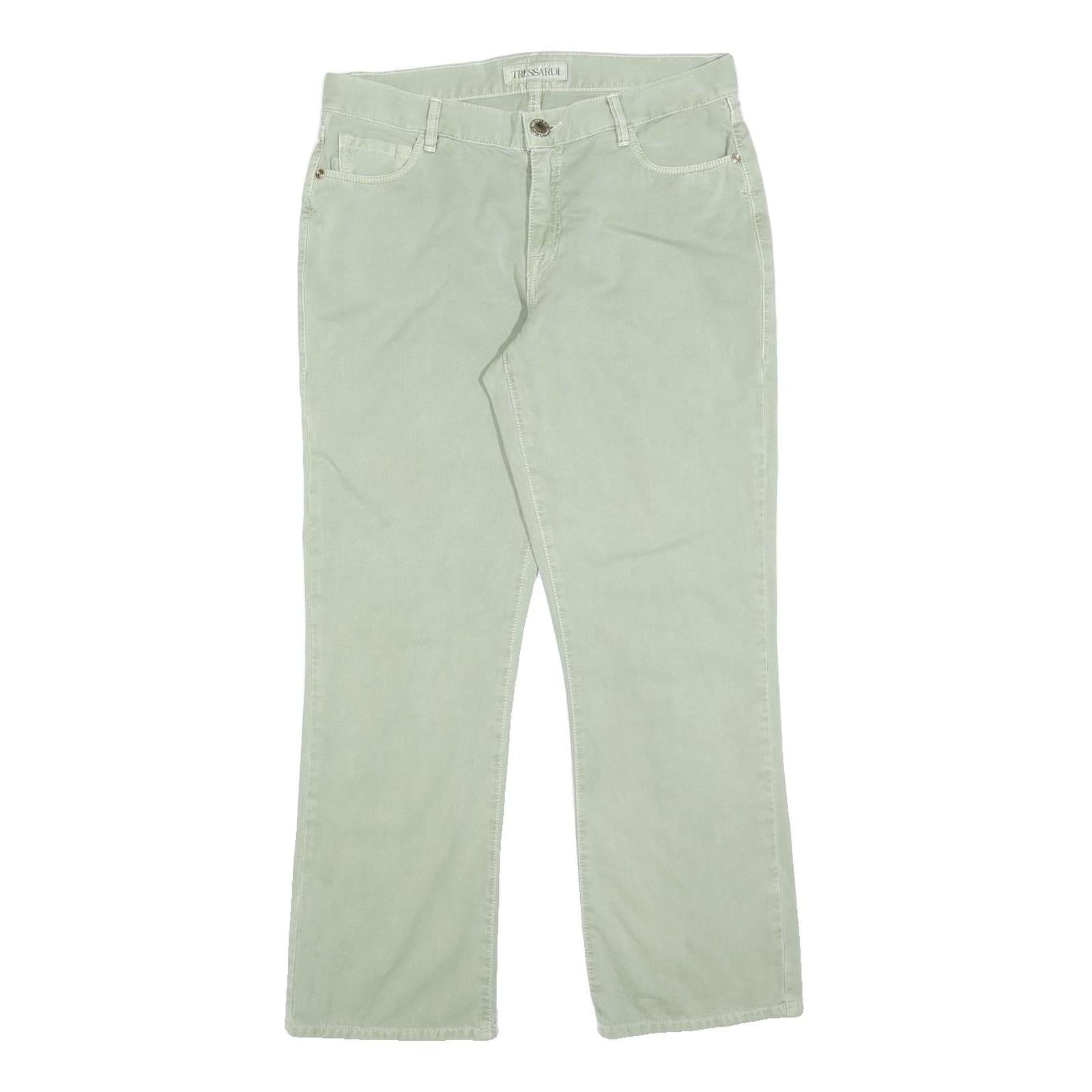 TRUSSARDI Womens Cotton Blend Light Green Regular Fit Straight Trousers W30 L26 Refurbished - N/A refurbished available on Cerqular