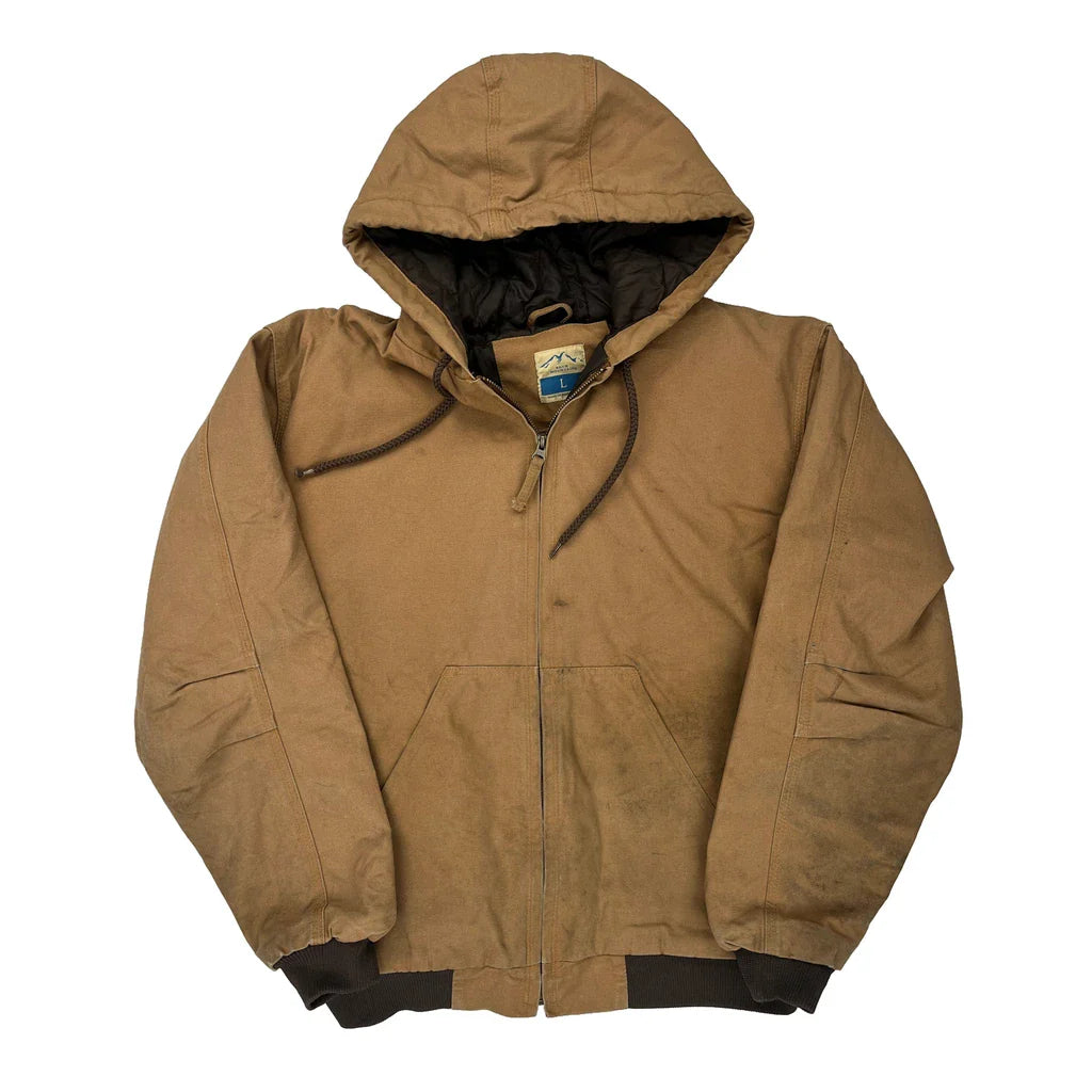 Blue Mountain Workwear Bomber Jacket - Large Brown Cotton Refurbished - Thrifted (note: this is a term often used to describe second- refurbished available on Cerqular