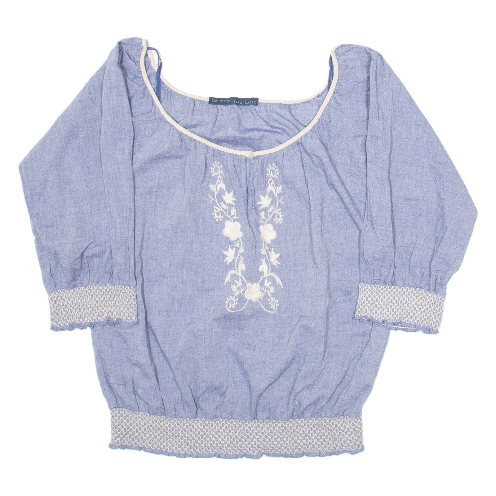 ZARA Womens Blouse Blue Long Sleeve Floral M Refurbished - N/A refurbished available on Cerqular