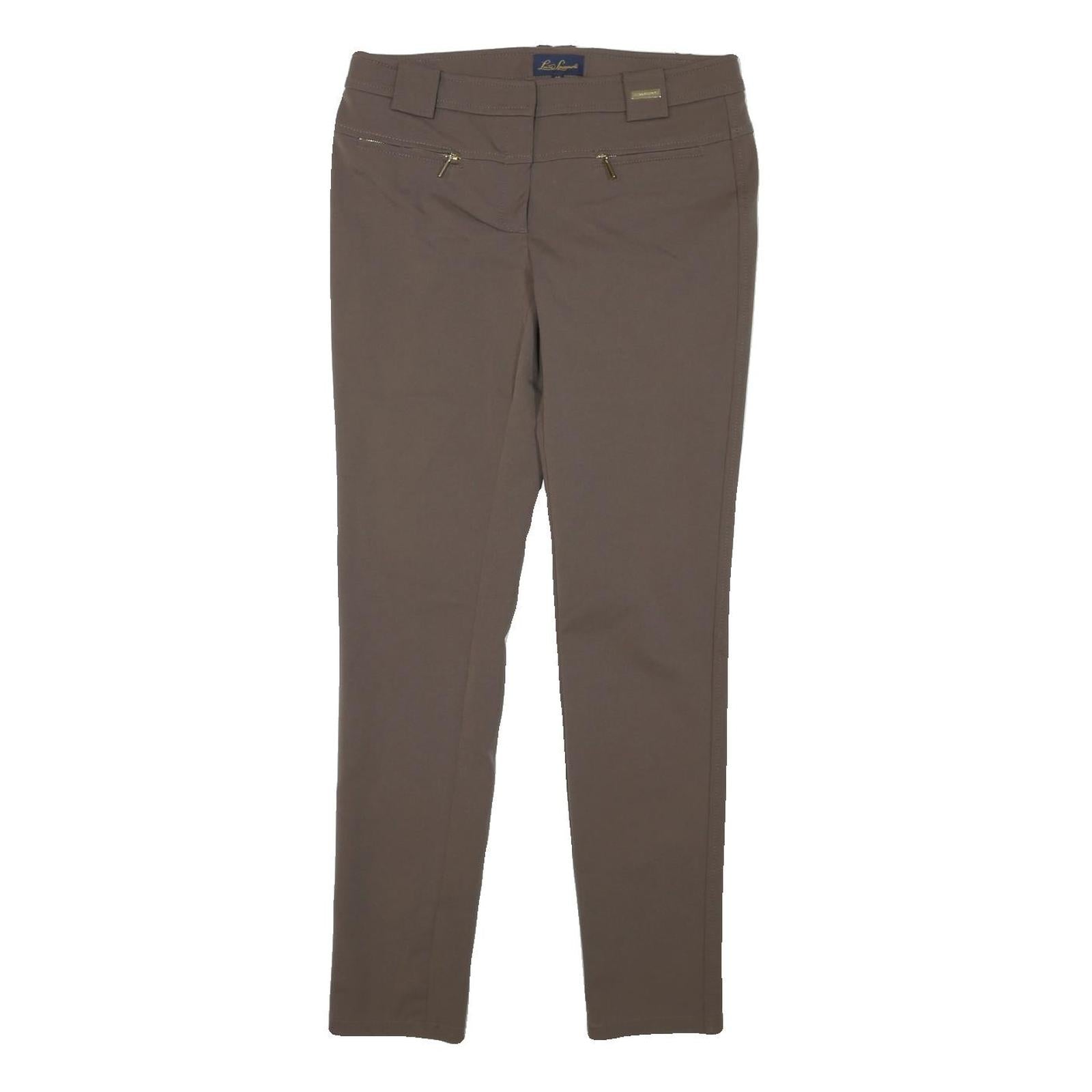 LUISA SPAGNOLI Womens Polyester Slim Brown Slim Trousers W30 L30 Stylish Zip Refurbished - N/A refurbished available on Cerqular