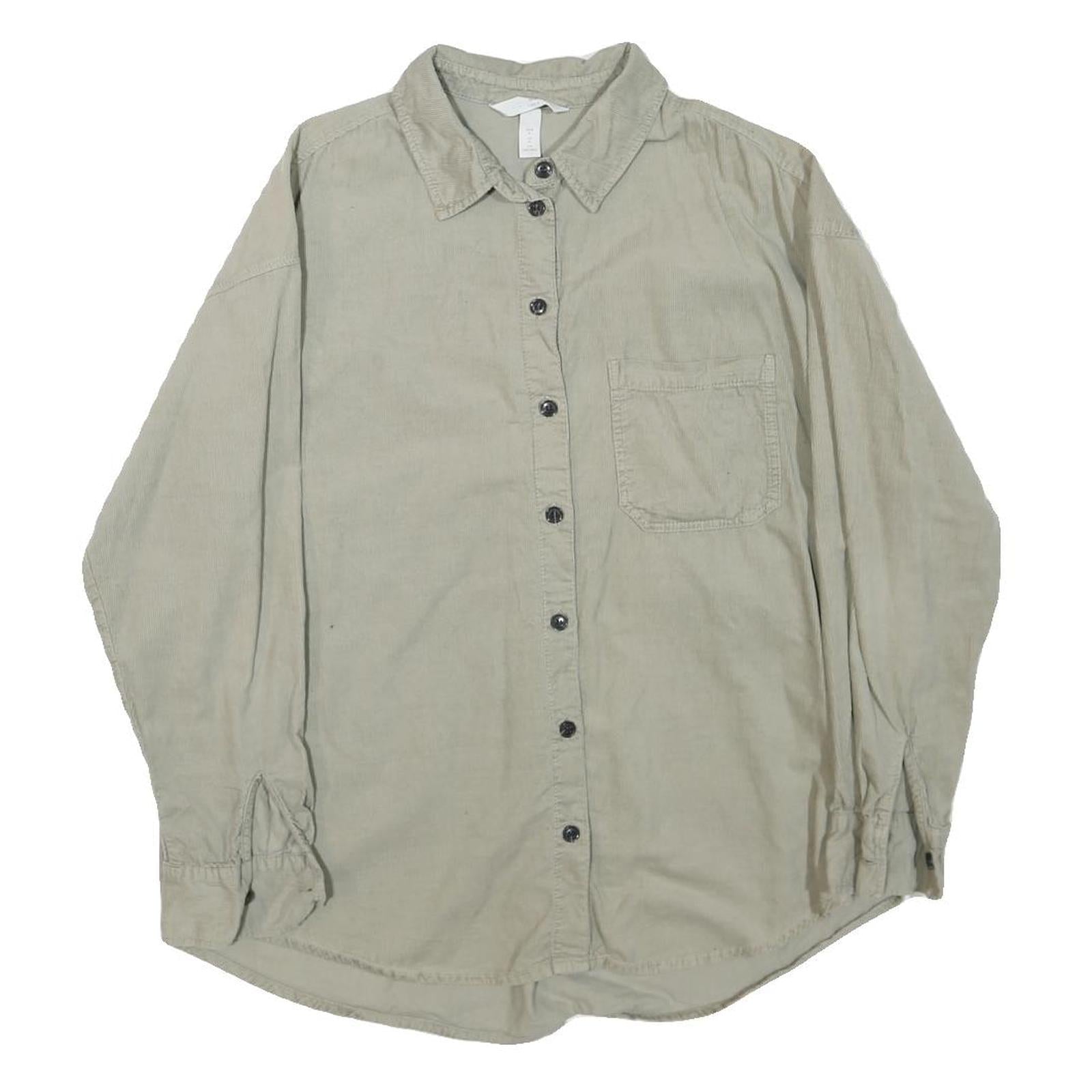 H&M Womens Beige Cotton Blend Shirt Long Sleeve Collared S Casual Relaxed Fit Refurbished - N/A refurbished available on Cerqular
