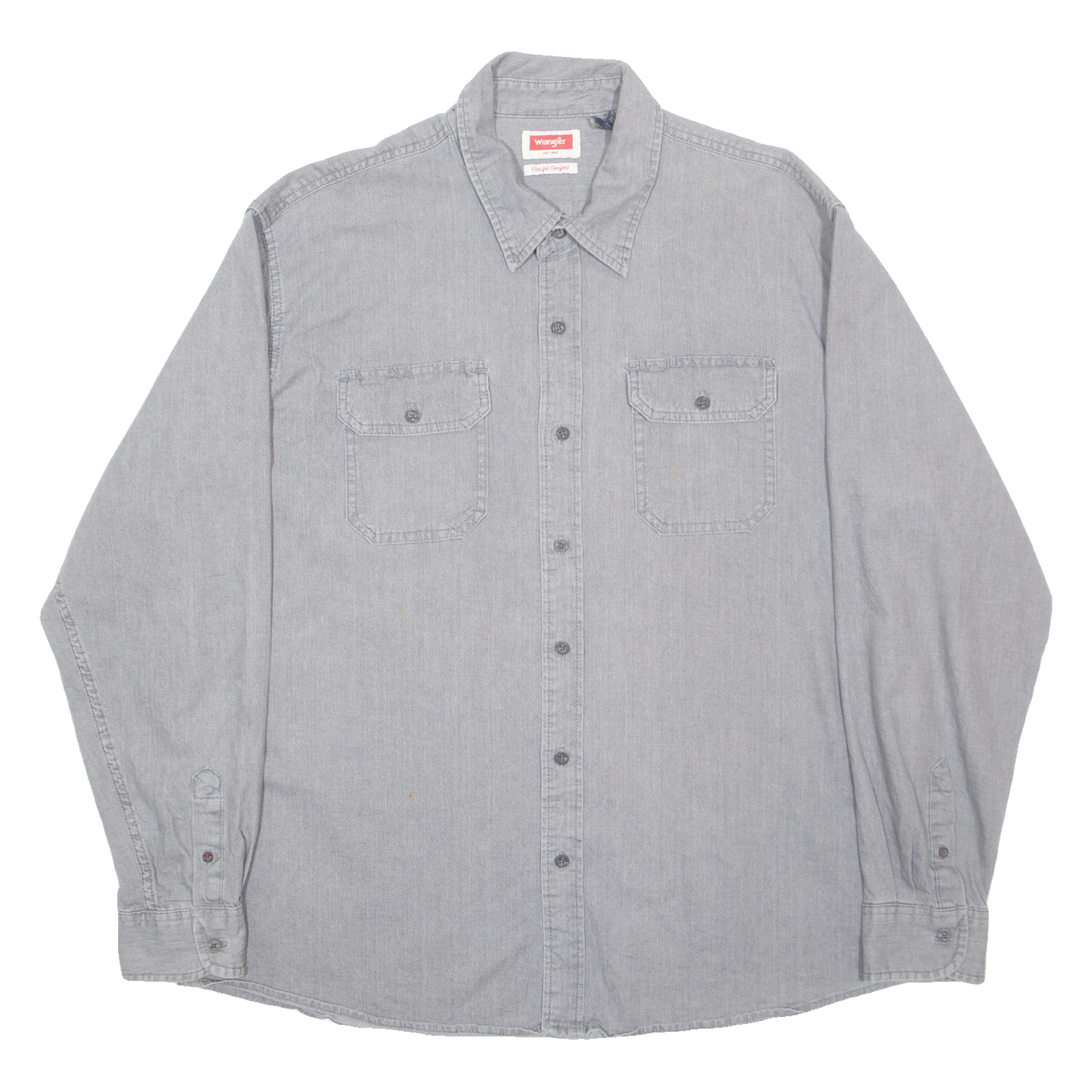 WRANGLER Mens Denim Shirt Grey Long Sleeve XL Refurbished - N/A refurbished available on Cerqular