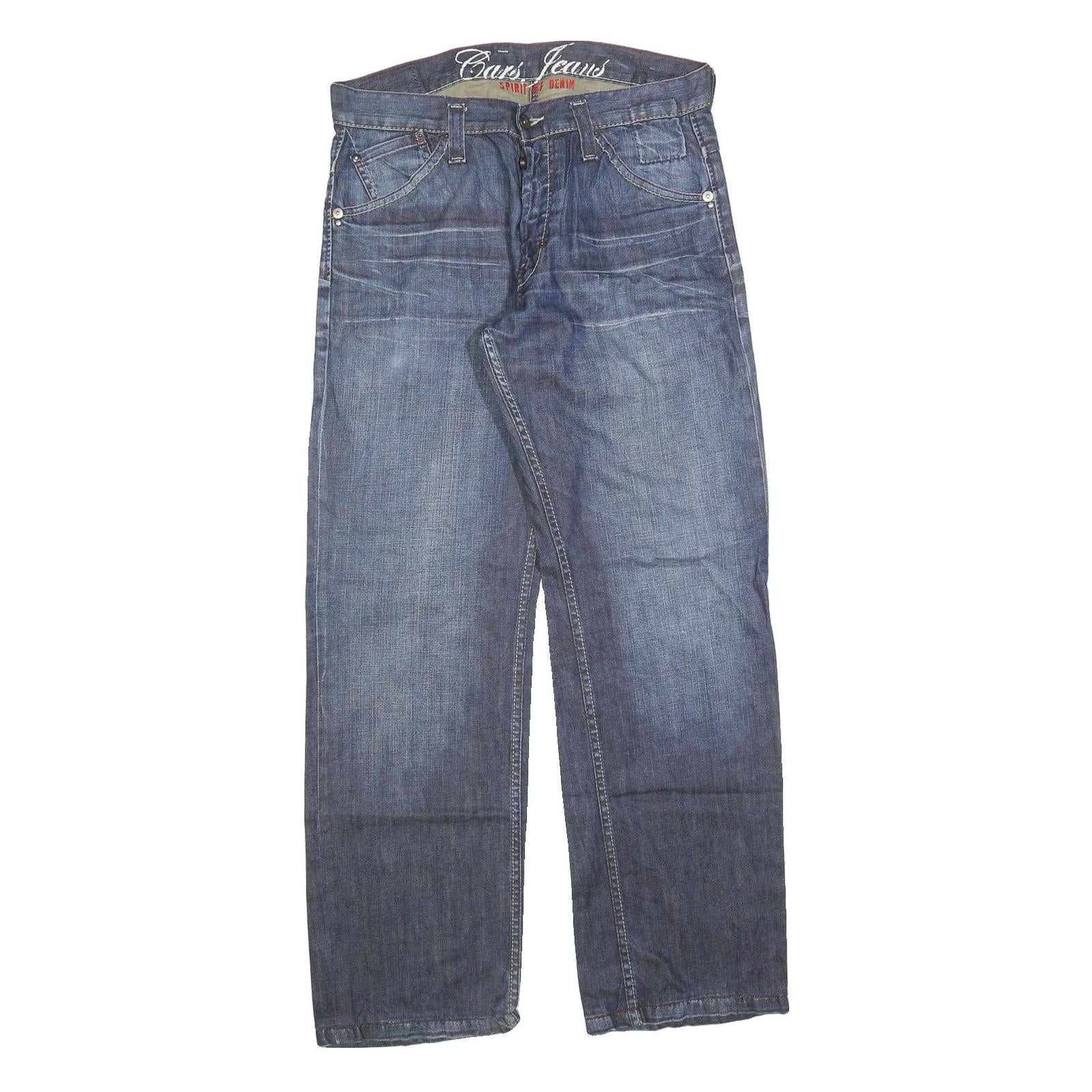 CARS JEANS Mens Jeans Blue Regular Straight Denim Medium W32 L34 Button Closure Refurbished - N/A refurbished available on Cerqular