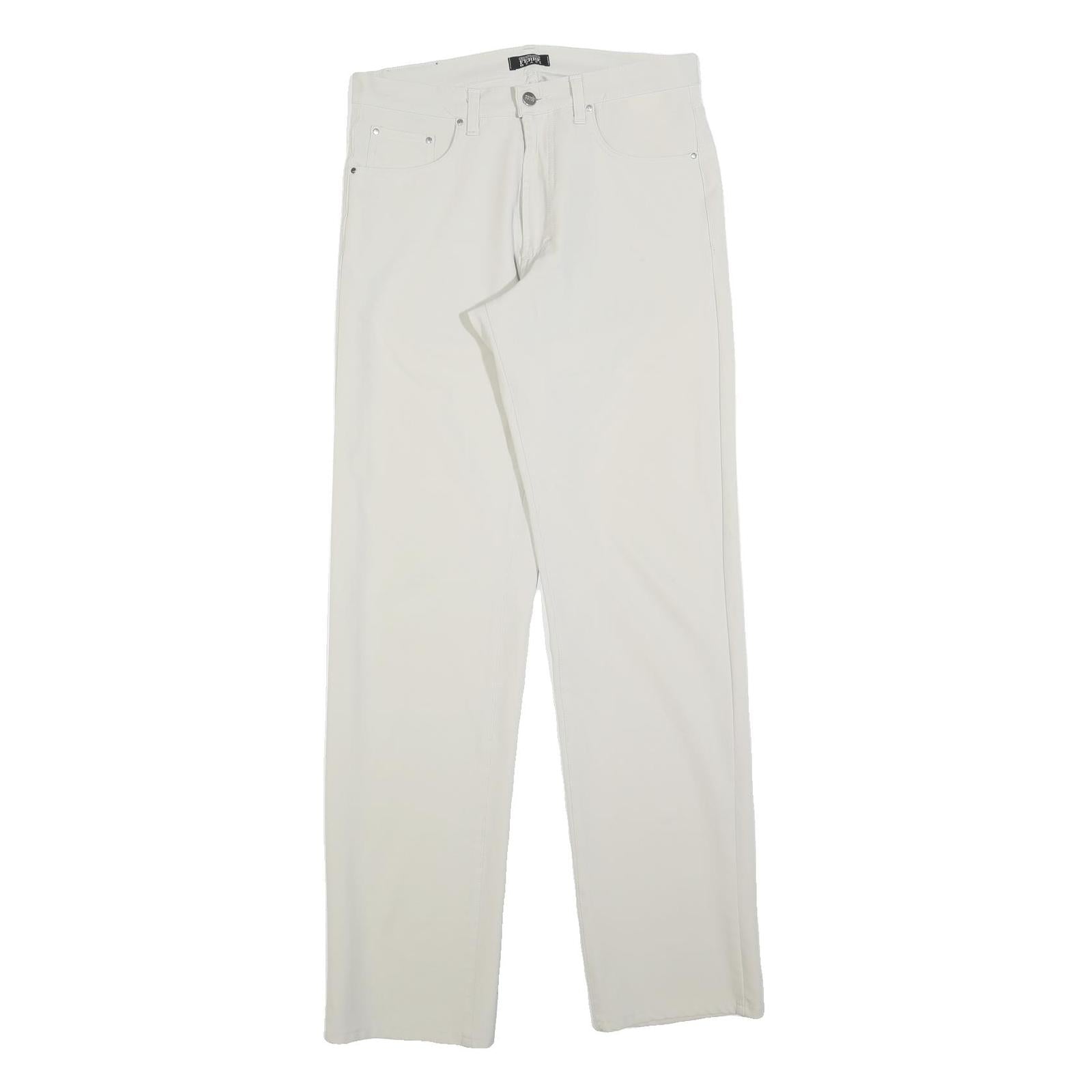 FERRE JEANS Womens Regular White Polyester Blend Zip Trousers W32 L34 Refurbished - N/A refurbished available on Cerqular