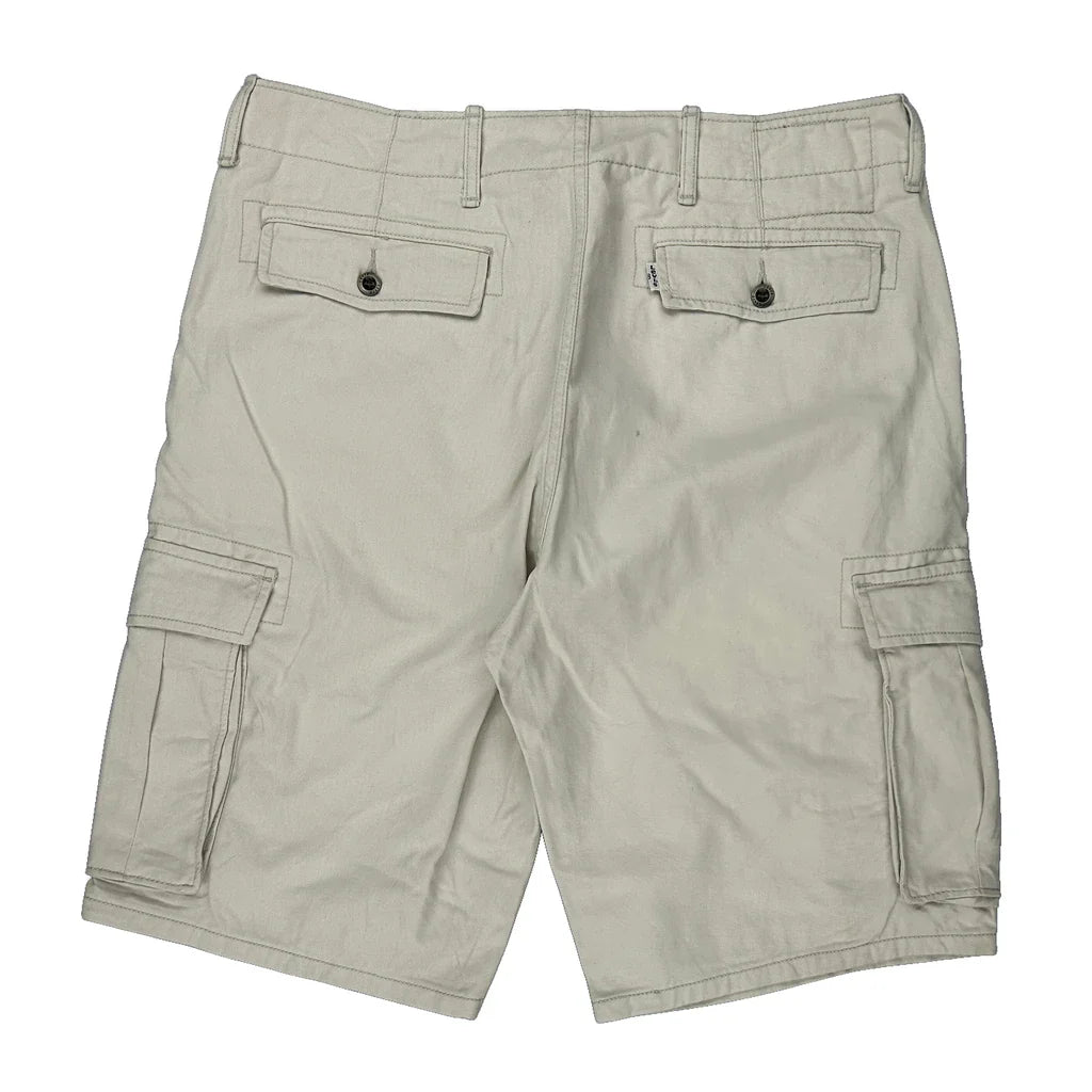 American Eagle Cargo Shorts - 34W 11L Beige Cotton Refurbished - Thrifted (note: this is a term often used to describe second- refurbished available on Cerqular