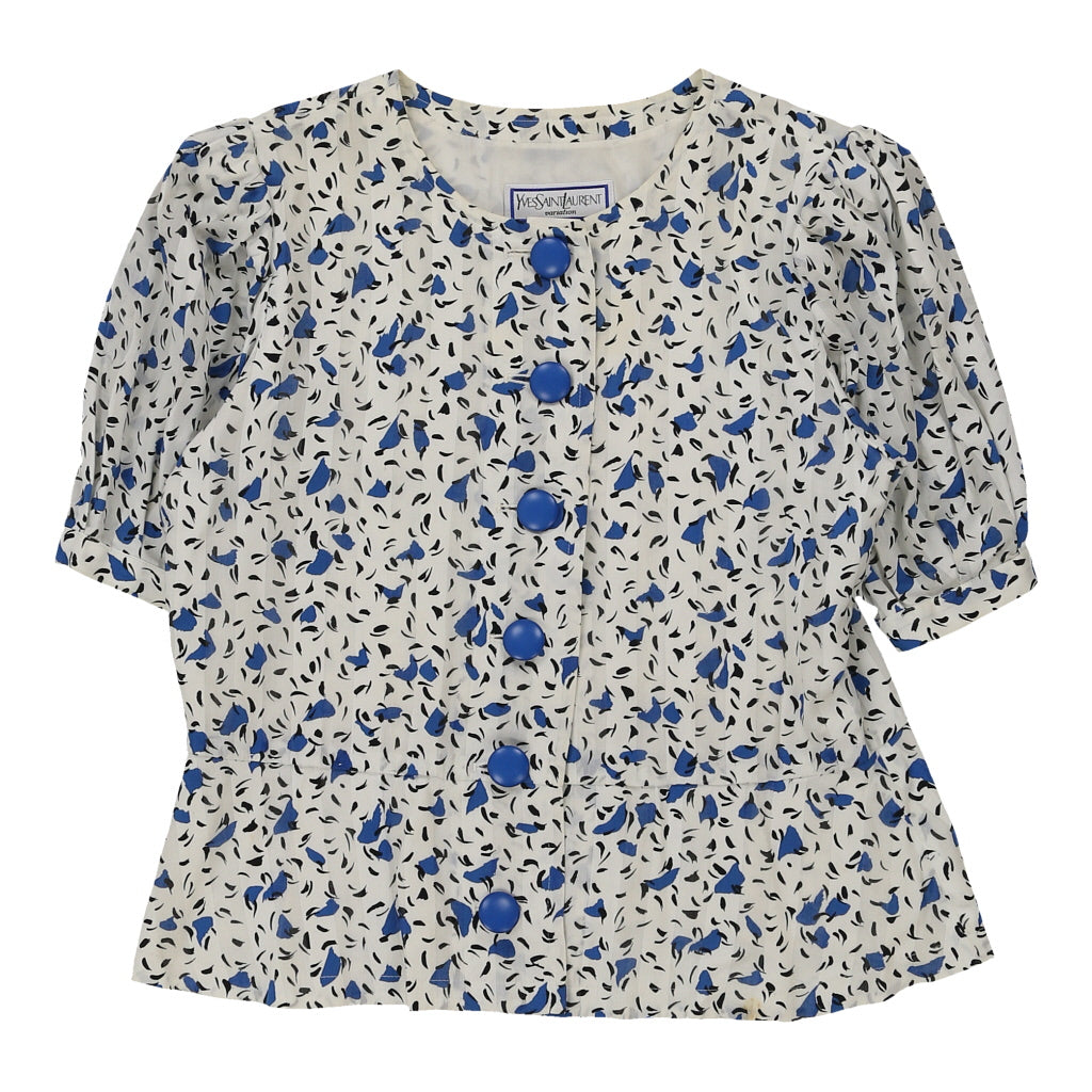 Yves Saint Laurent Floral Jacket - Large White Cotton | Size: large Refurbished - N/A (Preloved Designer is not a specific brand, it refurbished available on Cerqular