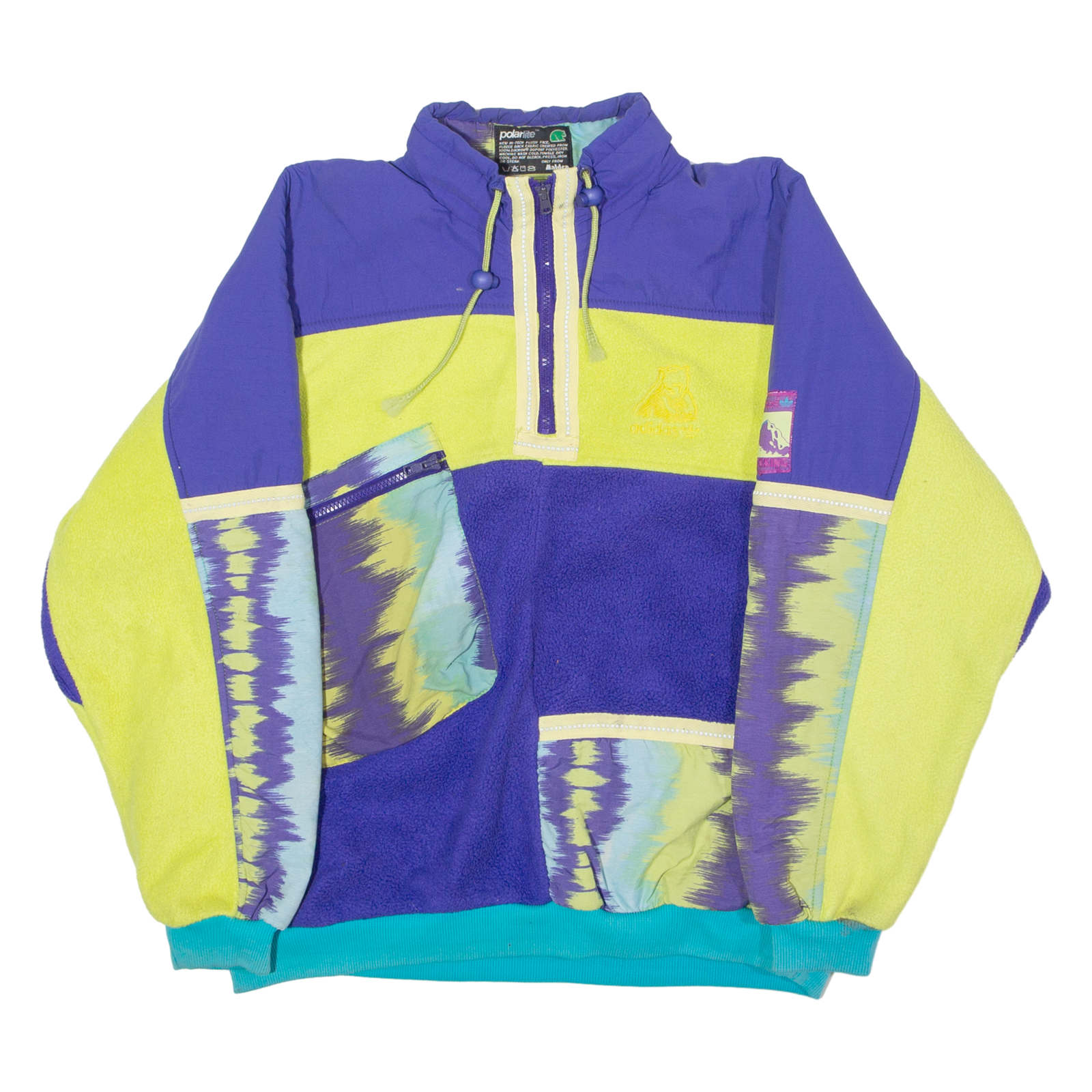ADIDAS ORIGINALS Polarlite Trekking Mens Pullover Jacket Purple 90s Crazy Pattern M Refurbished - N/A refurbished available on Cerqular