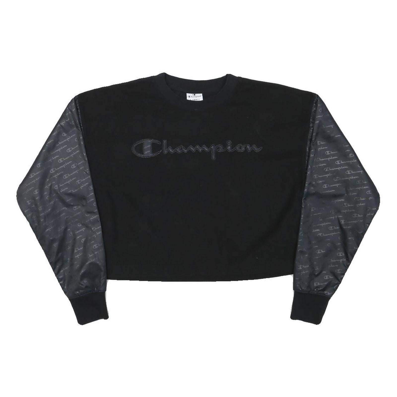 CHAMPION Womens Black & Charcoal Sweatshirt Crew Neck XS Embroidered Logo Refurbished - N/A refurbished available on Cerqular