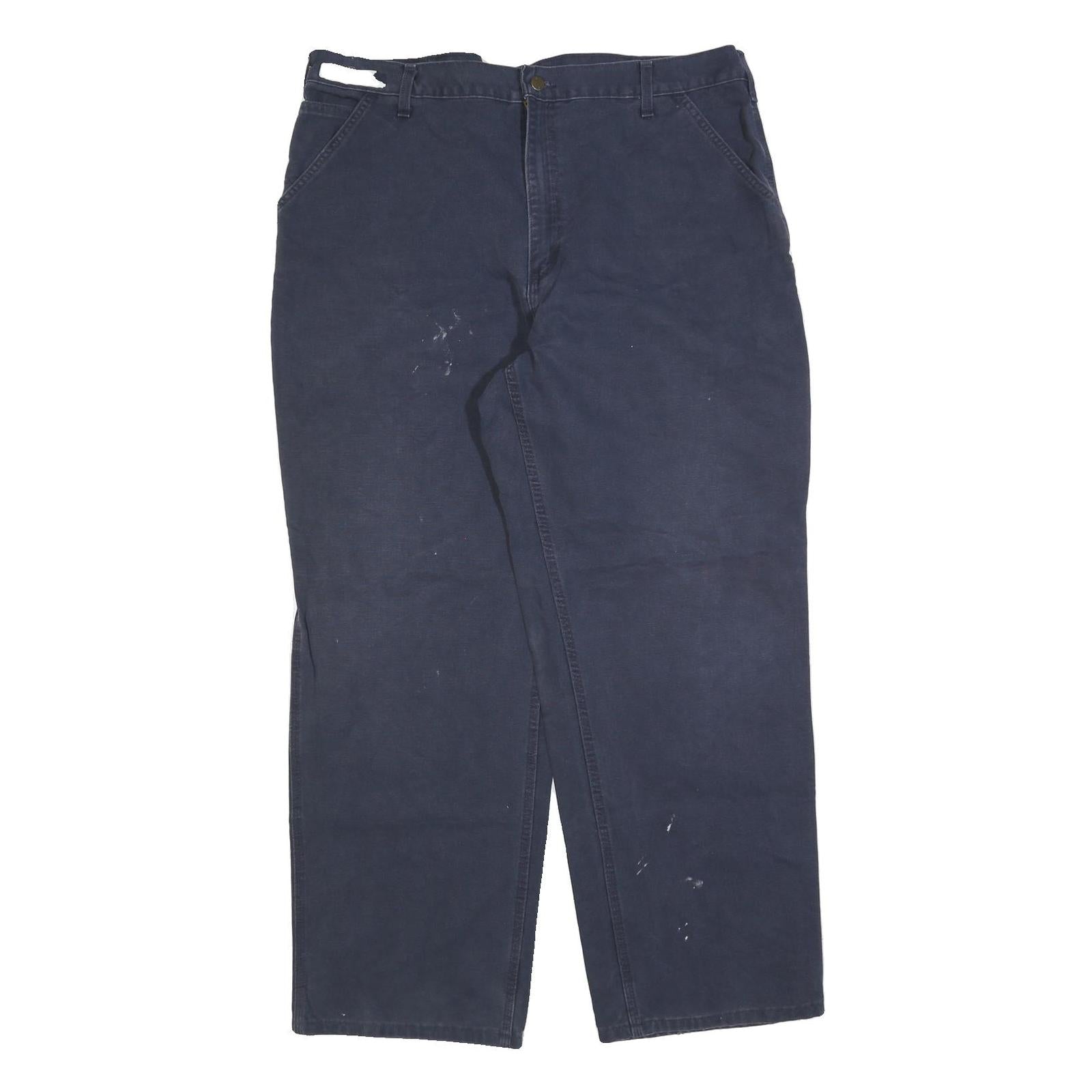 CARHARTT Mens Cotton Blend Blue Relaxed Straight Trousers W42 L32 Workwear Zip Refurbished - N/A refurbished available on Cerqular