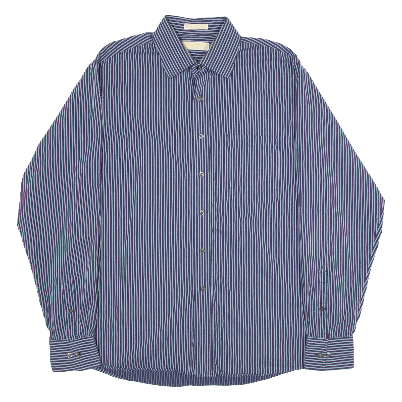 MICHAEL KORS Mens Shirt Blue Striped Long Sleeve L Refurbished - N/A refurbished available on Cerqular