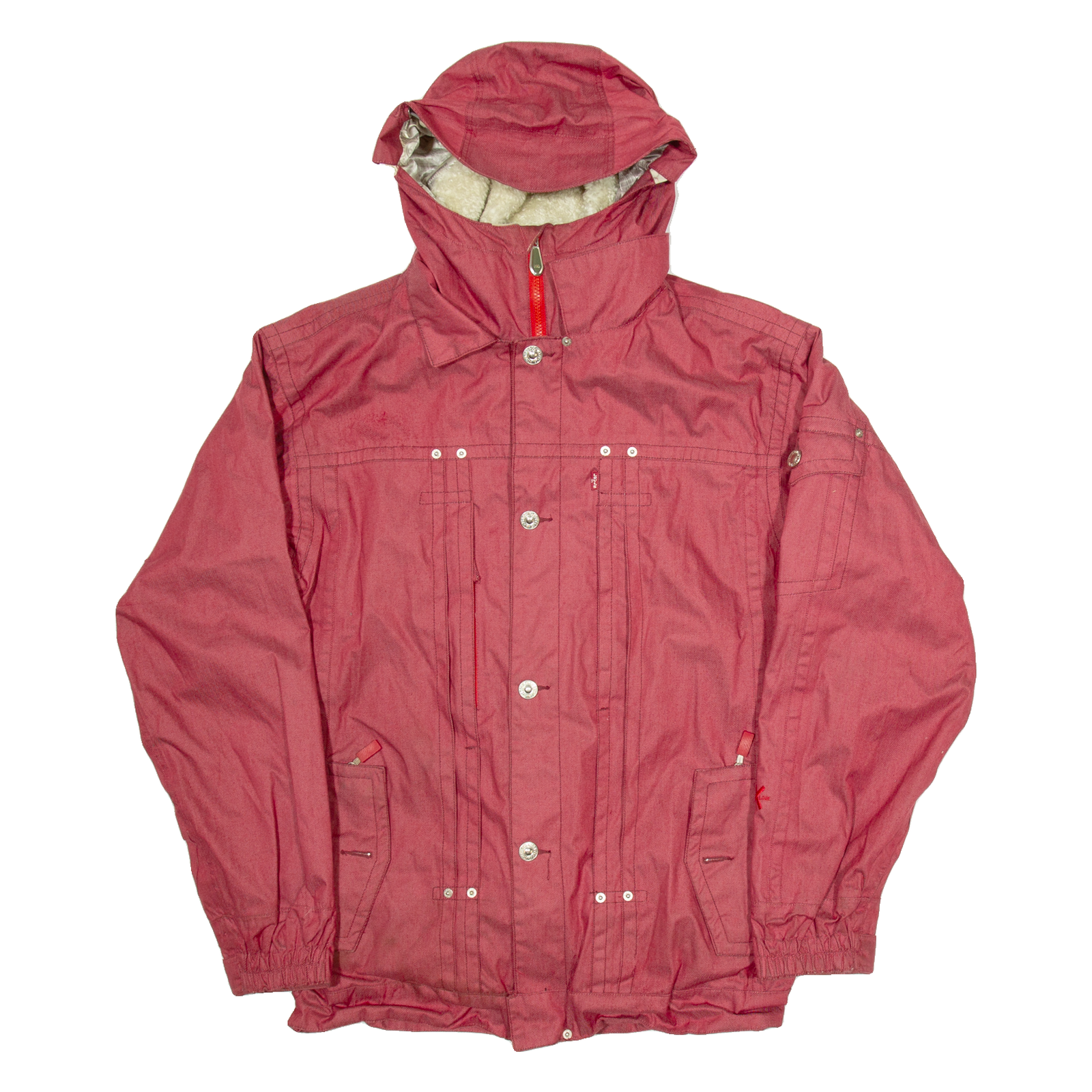LEVI'S Mens Jacket Red  Hooded L Refurbished - N/A refurbished available on Cerqular