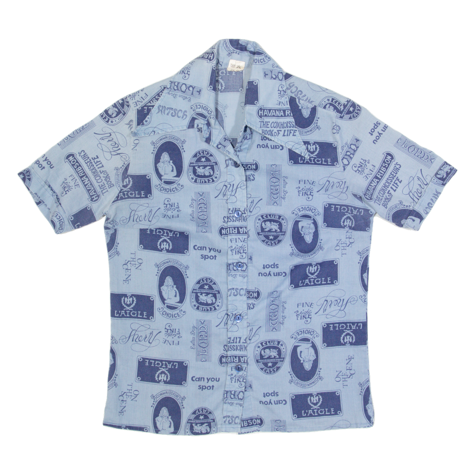 HUBER Womens Shirt Blue 90s Crazy Pattern S Refurbished - N/A refurbished available on Cerqular