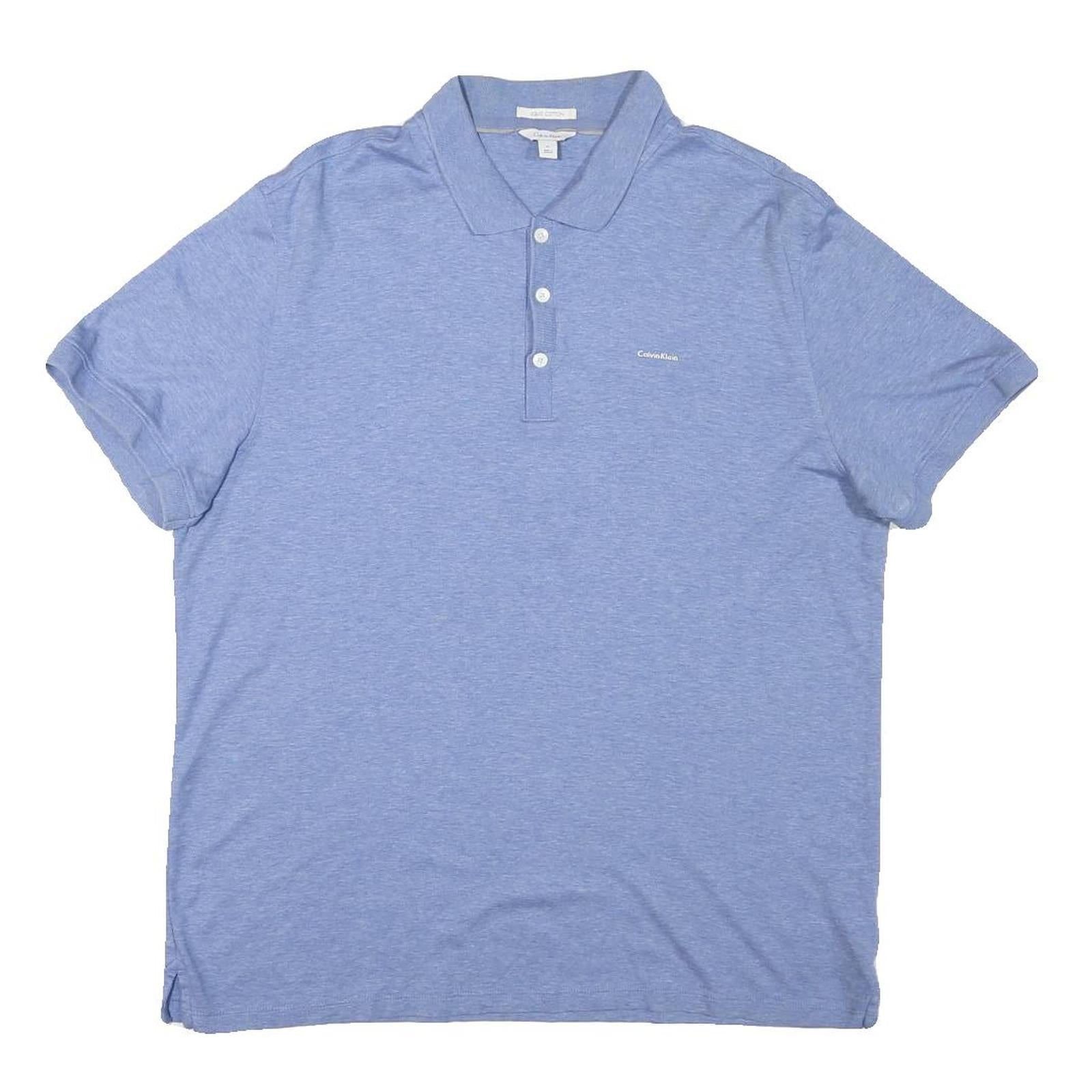 CALVIN KLEIN Mens Blue Polo Shirt XL Cotton Blend Short Sleeve Basic Casual Refurbished - N/A refurbished available on Cerqular