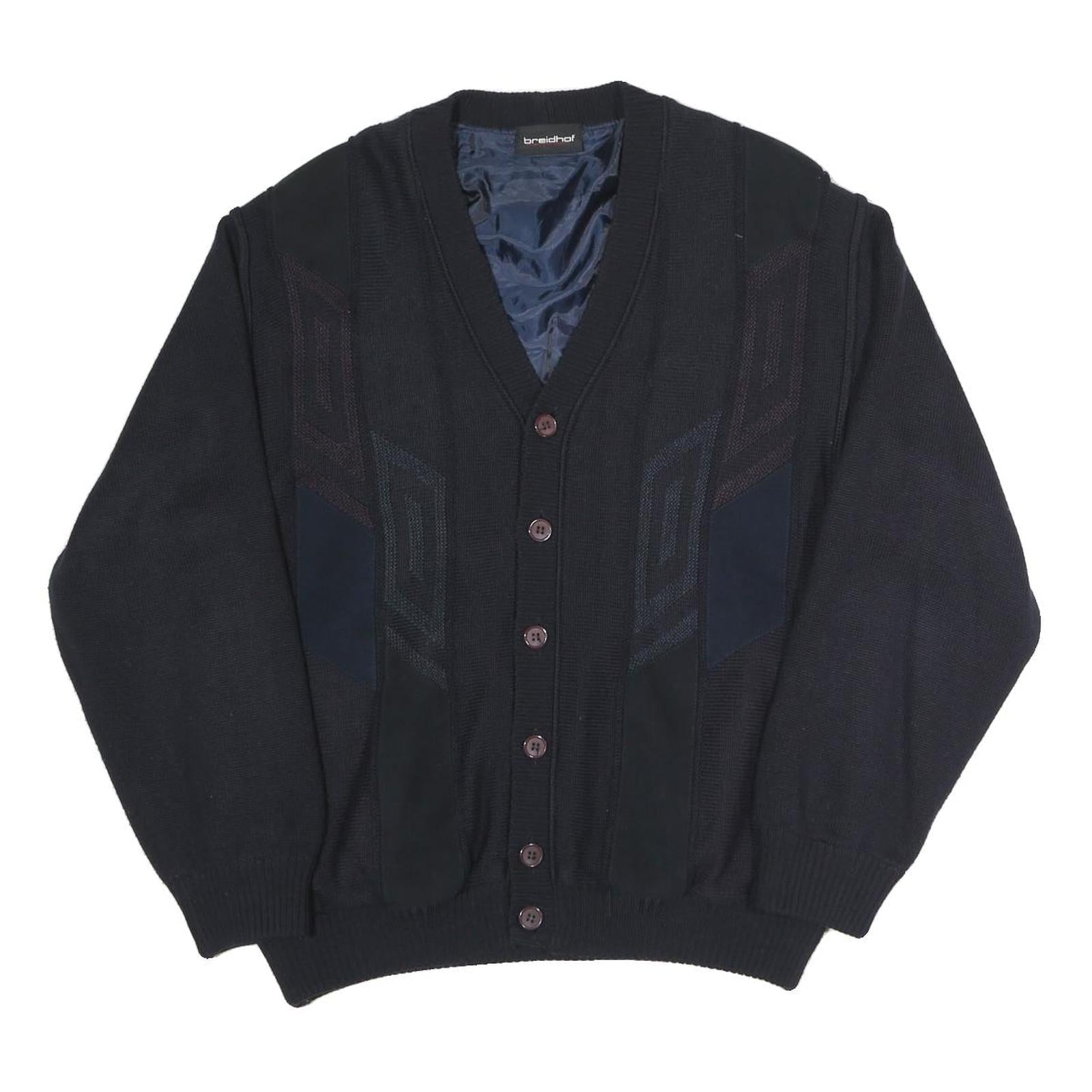 BREIDHOF Mens Black Button Cotton Blend Cardigan Jacket L Knit Classic Fit Refurbished - N/A refurbished available on Cerqular
