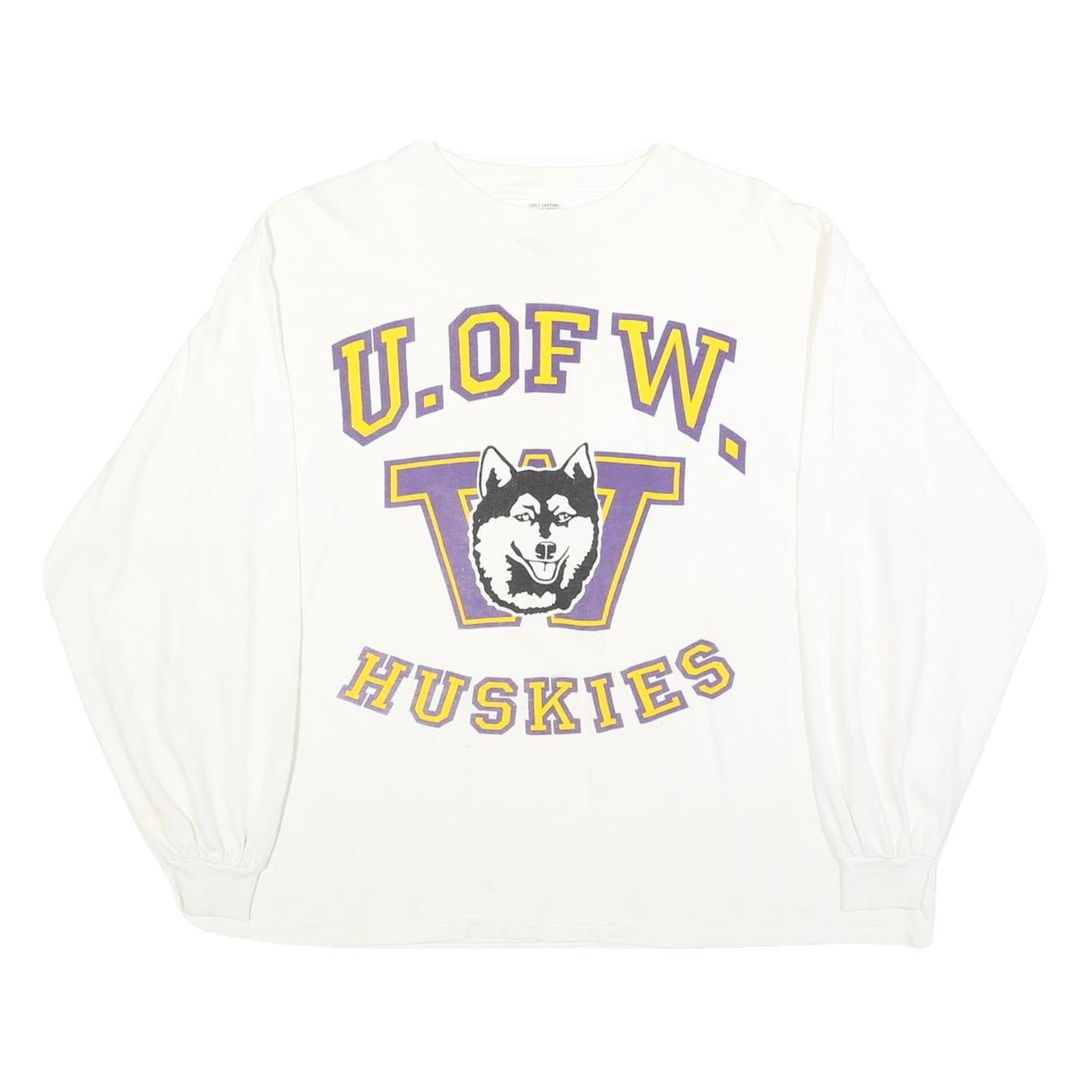 Womens White University Of Washington Huskies Graphic T-Shirt XL Long Sleeve Refurbished - N/A refurbished available on Cerqular