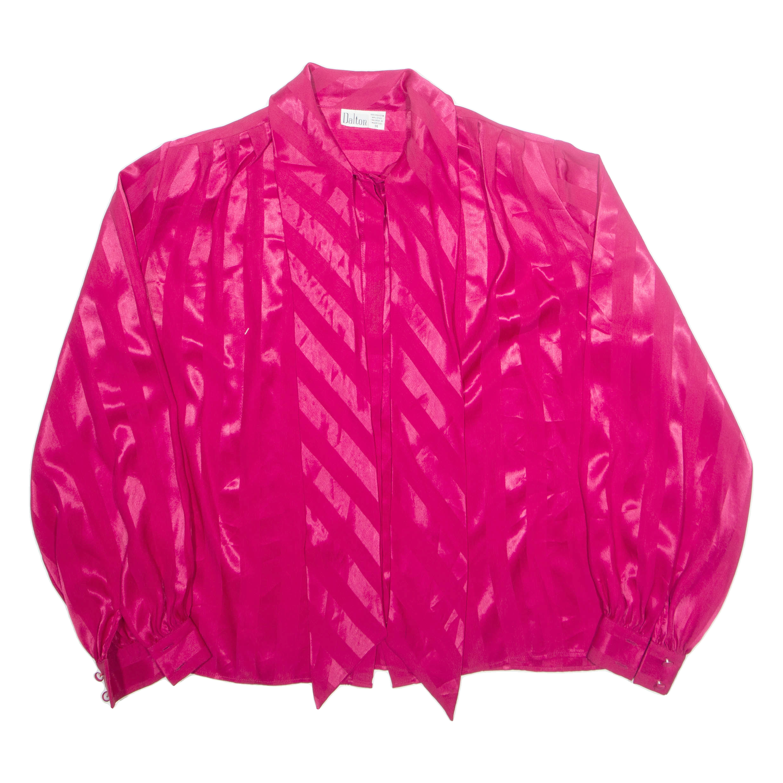 DALTON Womens Printed Blouse Pink High Neck Long Sleeve Striped L Refurbished - N/A refurbished available on Cerqular