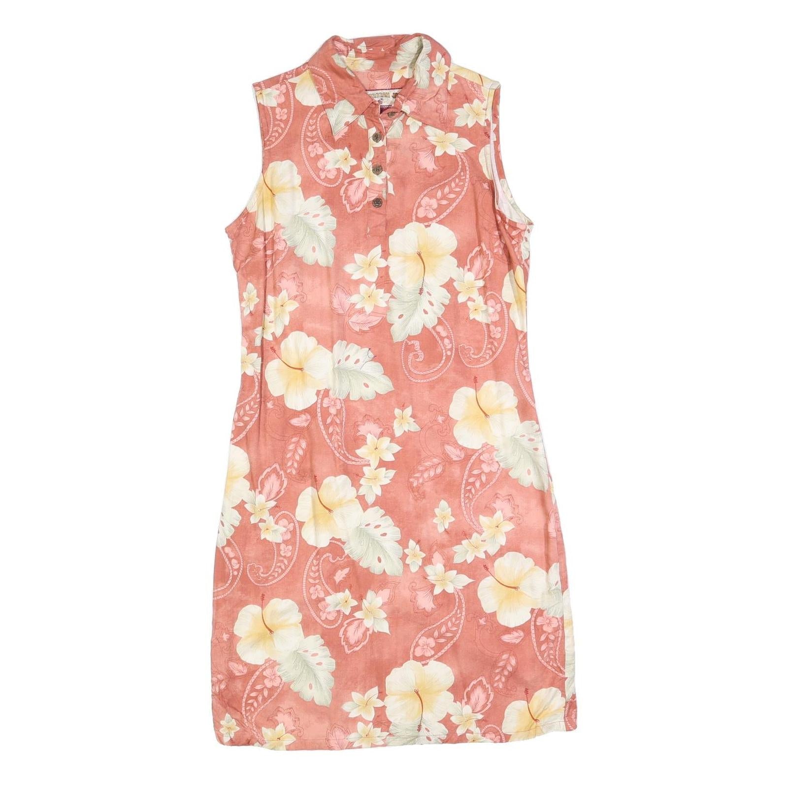 CARIBBEAN JOE Womens Coral Floral Rayon Sleeveless Polo Dress M Summer Beachwear Refurbished - N/A refurbished available on Cerqular