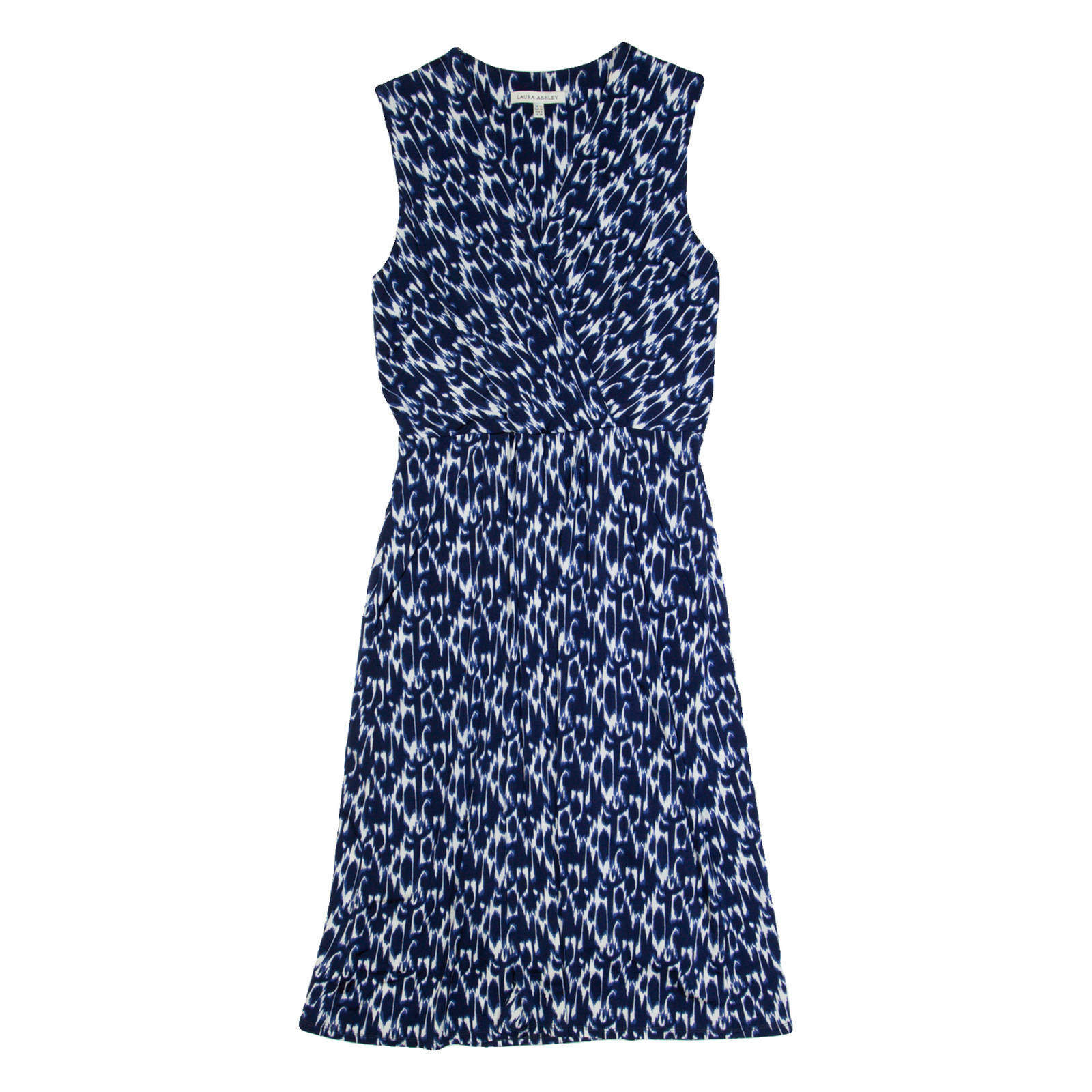 LAURA ASHLEY Womens Bodycon Dress Blue Crazy Pattern Sleeveless Midi UK 10 Refurbished - N/A refurbished available on Cerqular
