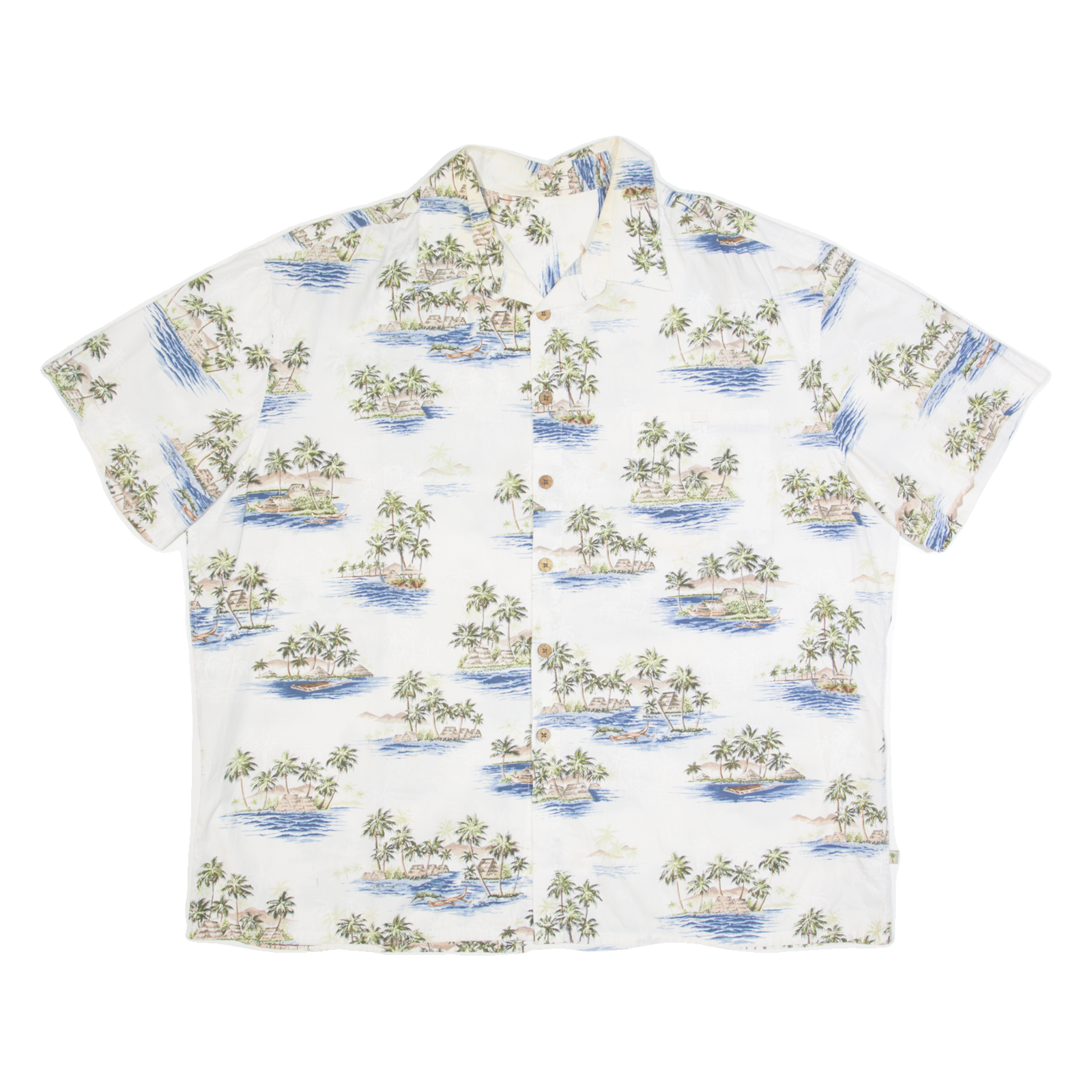 Mens Hawaiian Shirt White Crazy Pattern 2XL Refurbished - N/A refurbished available on Cerqular
