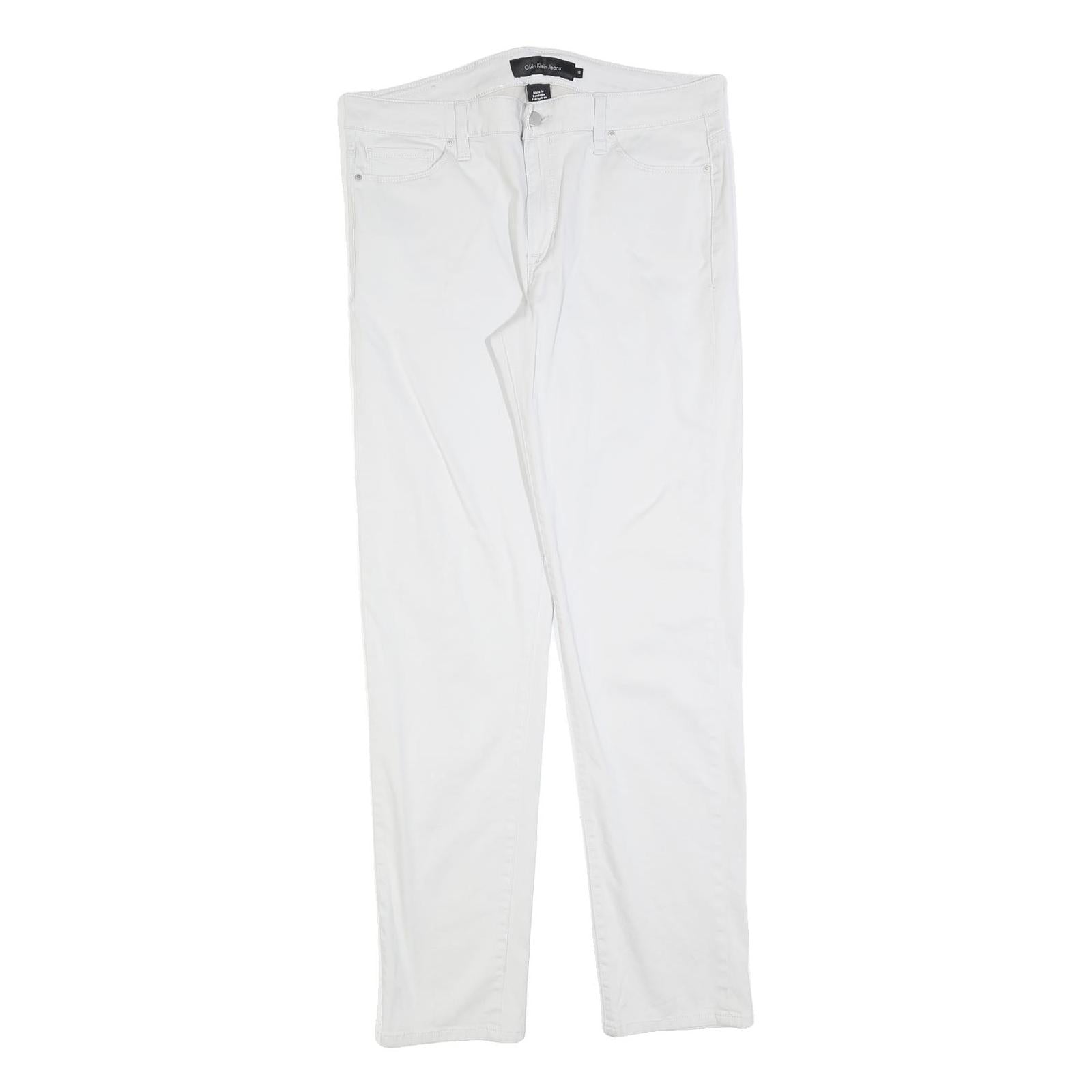 CALVIN KLEIN JEANS Womens Cotton Blend White Slim Skinny Trousers W34 L32 Refurbished - N/A refurbished available on Cerqular