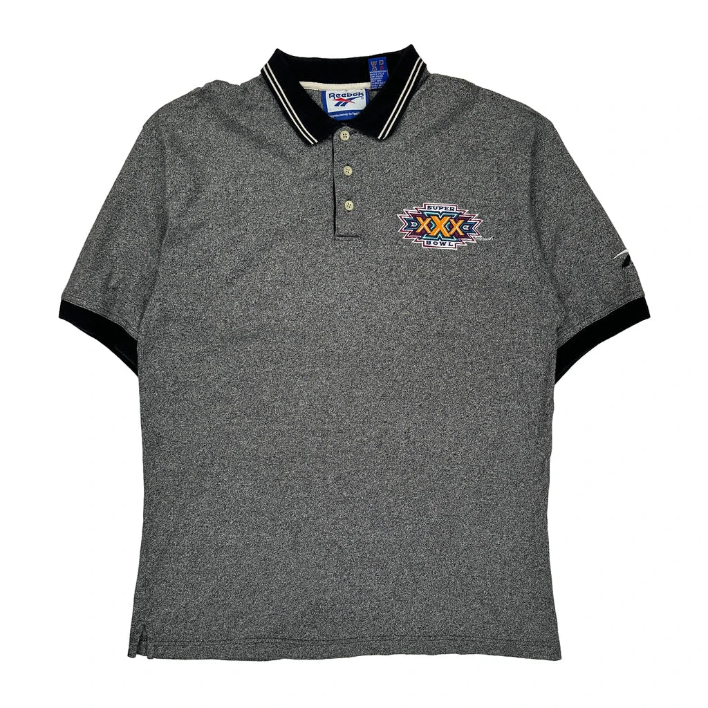 Buy Super Bowl Xxx Reebok Nfl Polo Shirt - XL Grey Cotton Refurbished - $21.43 Super Bowl Xxx Reebok Nfl Polo Shirt - XL Grey Cotton Refurbished - Thrifted (note: this is a term often used to describe second- refurbished available on Cerqular