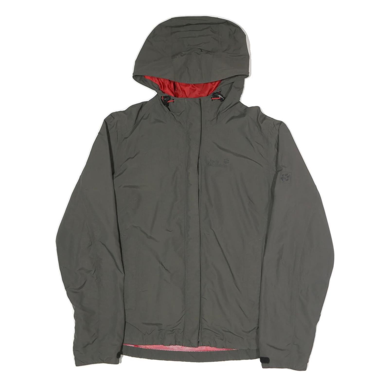 JACK WOLFSKIN Womens Grey Outdoor Jacket UK 16 Polyester Blend Zip Hooded Plain Refurbished - N/A refurbished available on Cerqular