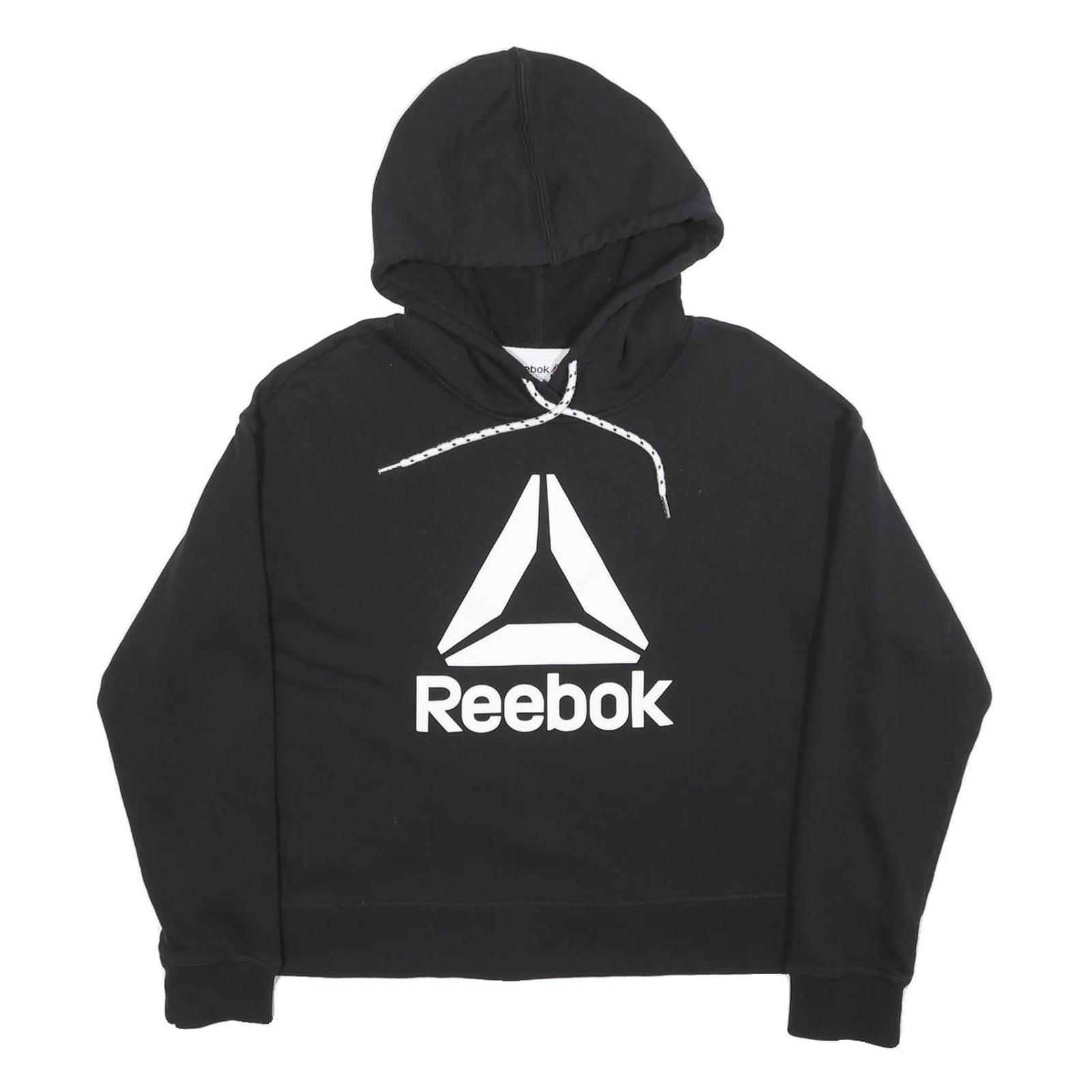 REEBOK Womens Black Hoodie M Cotton Blend Pullover Casual Sports Sweatshirt Refurbished - N/A refurbished available on Cerqular