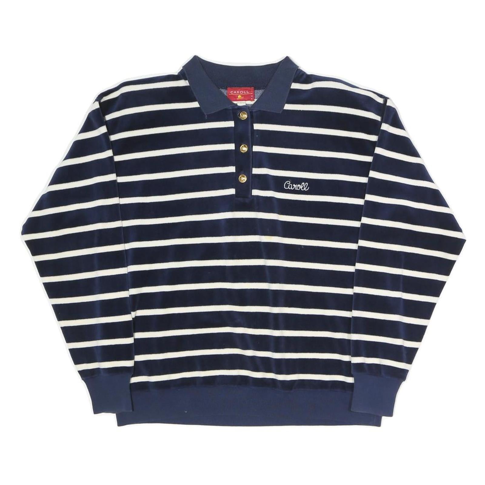 CAROLL Womens Navy & White Striped Patterned Polo Jumper Crew Neck Basic Knit S Refurbished - N/A refurbished available on Cerqular
