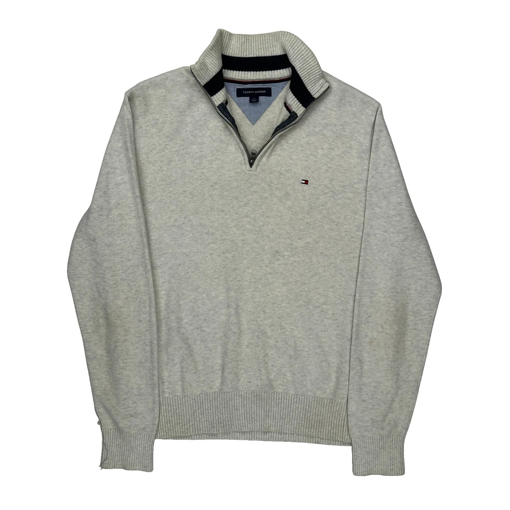 Tommy Hilfiger Jumper - Large Grey Cotton Refurbished - Thrifted (note: this is a term often used to describe second- refurbished available on Cerqular
