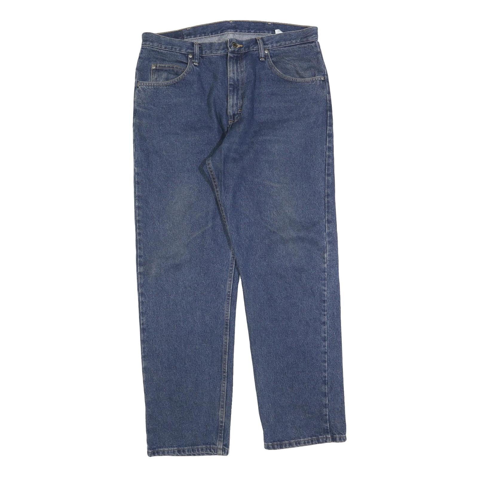 WRANGLER Mens Blue Relaxed Straight Denim Medium W36 L32 Casual Zip Jeans Refurbished - N/A refurbished available on Cerqular