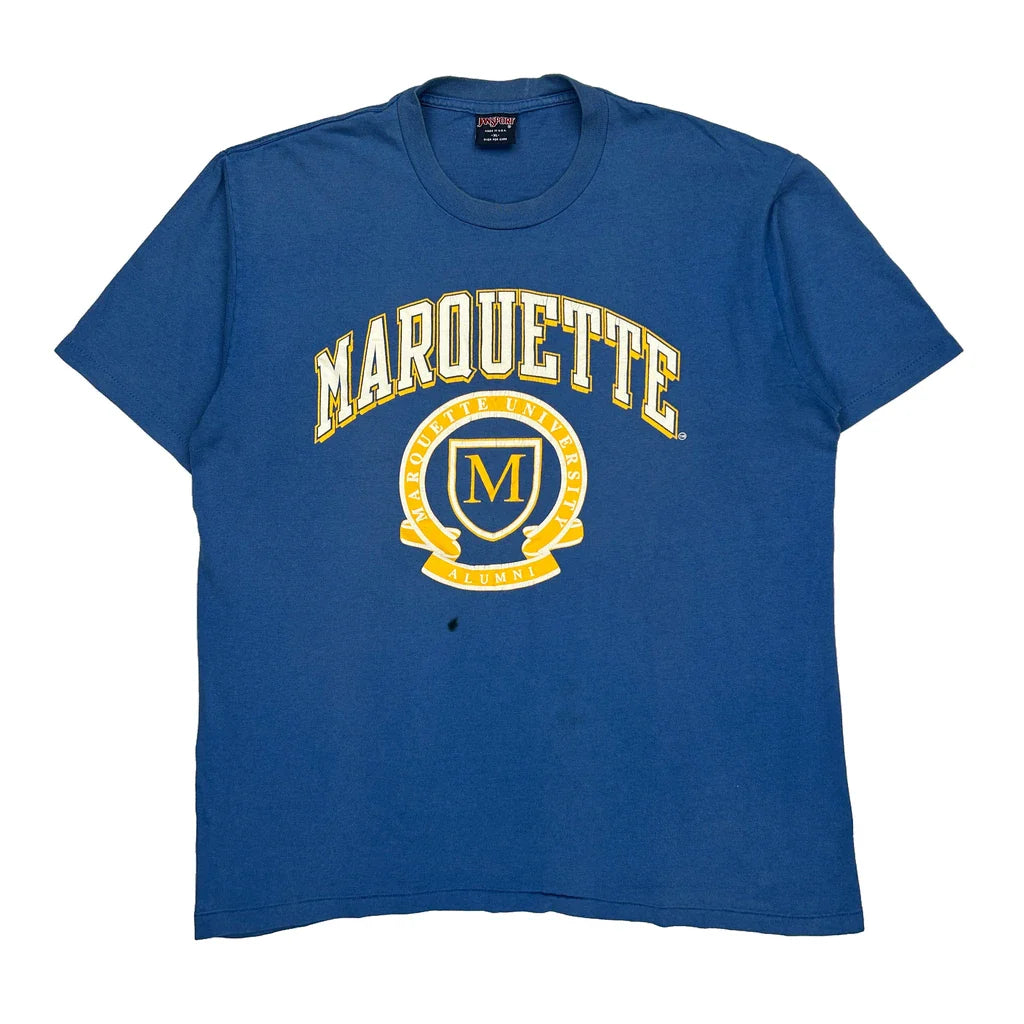 Marquette University Jansport College T-Shirt - XL Blue Cotton Refurbished - Thrifted (note: this is a term often used to describe second- refurbished available on Cerqular