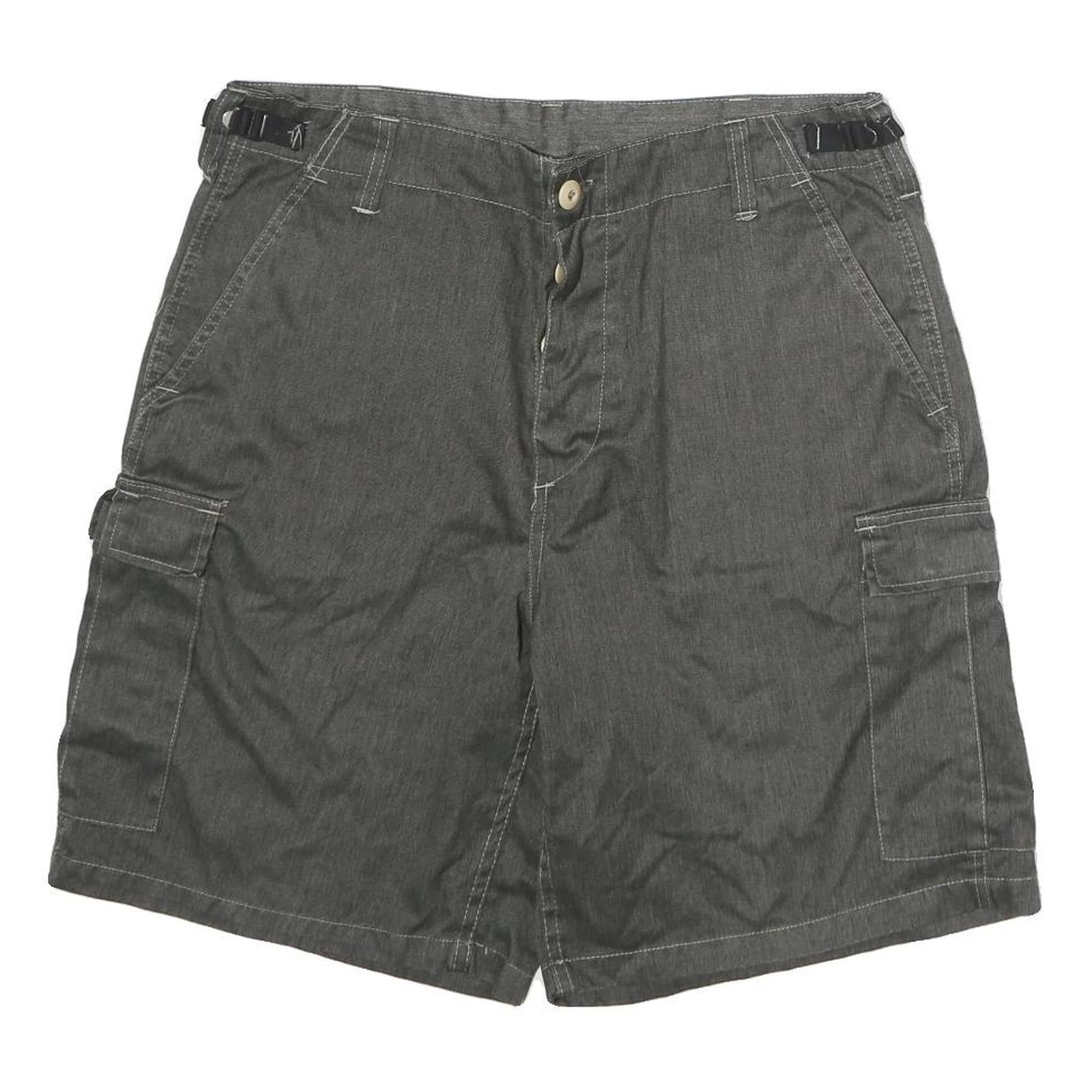 Mens Grey Cargo Shorts M W34 Polyester Casual Pockets Adjustable Waist Refurbished - N/A refurbished available on Cerqular