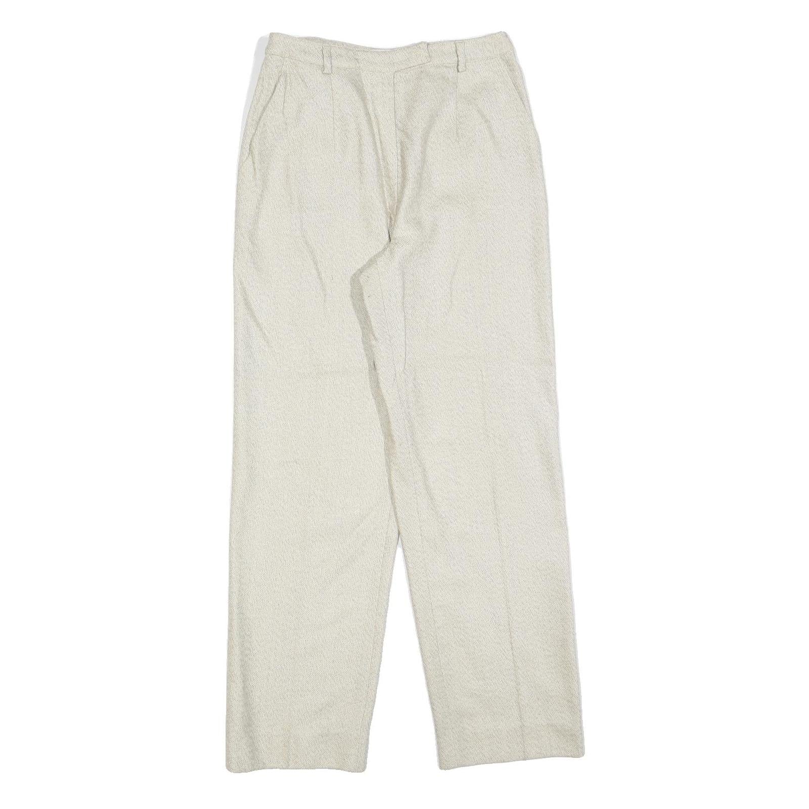 VALENTINO Womens Wool Blend Cream Regular Fit Straight Leg Trousers W26 L30 Refurbished - N/A refurbished available on Cerqular