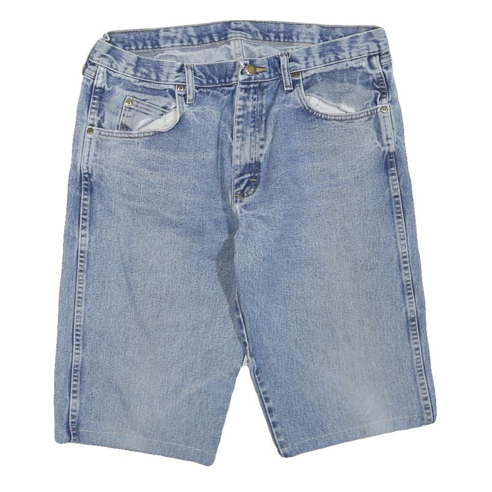WRANGLER Mens Denim Blue Casual Shorts L W36 Classic Cotton Blend Pockets Refurbished - N/A refurbished available on Cerqular