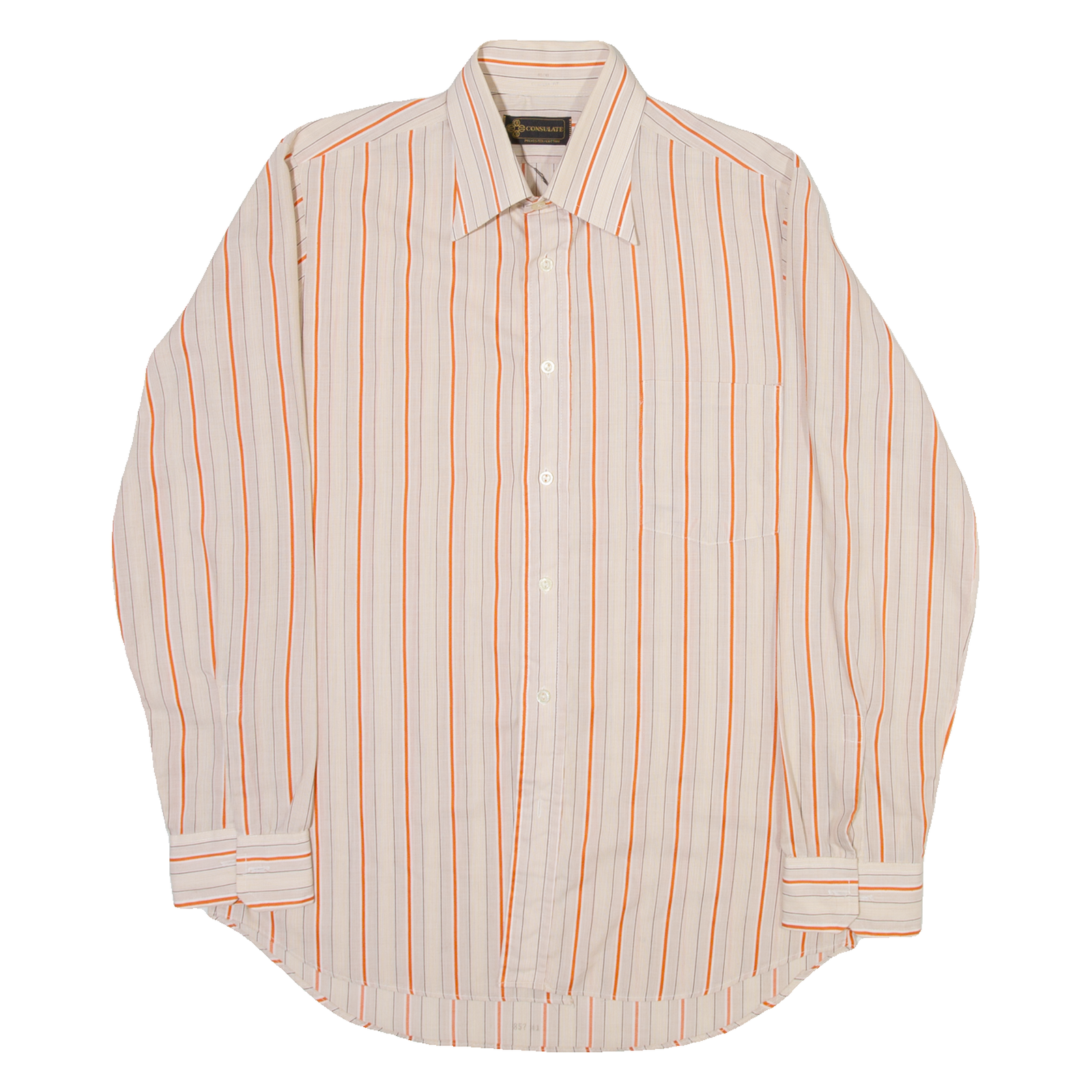 CONSULATE Mens Shirt Orange Striped Long Sleeve M Refurbished - N/A refurbished available on Cerqular