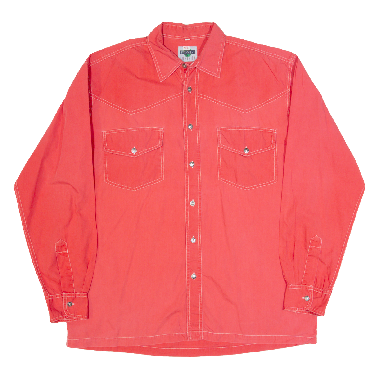 FAR HORIZON Mens Plain Shirt Pink 90s Long Sleeve L Refurbished - N/A refurbished available on Cerqular