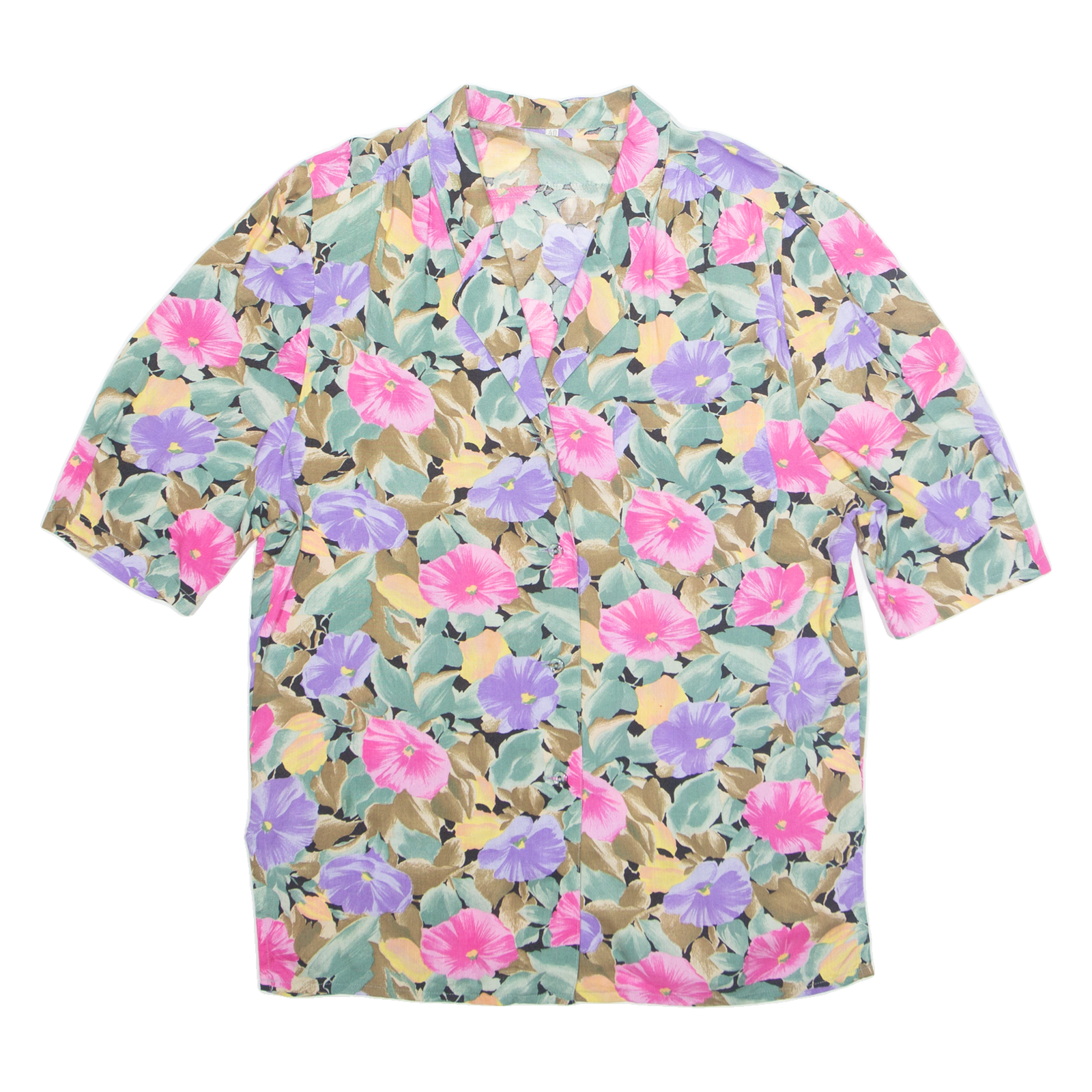 Womens Printed Shirt Purple Collared Viscose Floral M Refurbished - N/A refurbished available on Cerqular