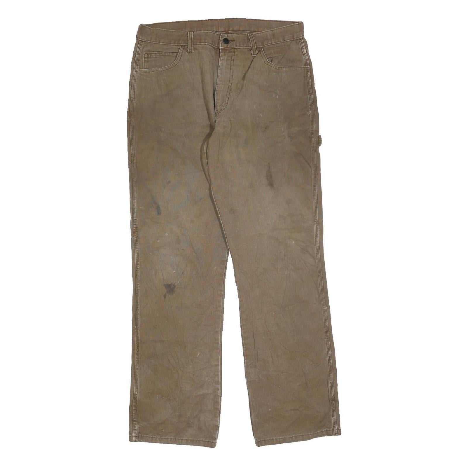 DICKIES Mens Relaxed Brown Denim W34 L34 Workwear Zip Closure Trousers Refurbished - N/A refurbished available on Cerqular
