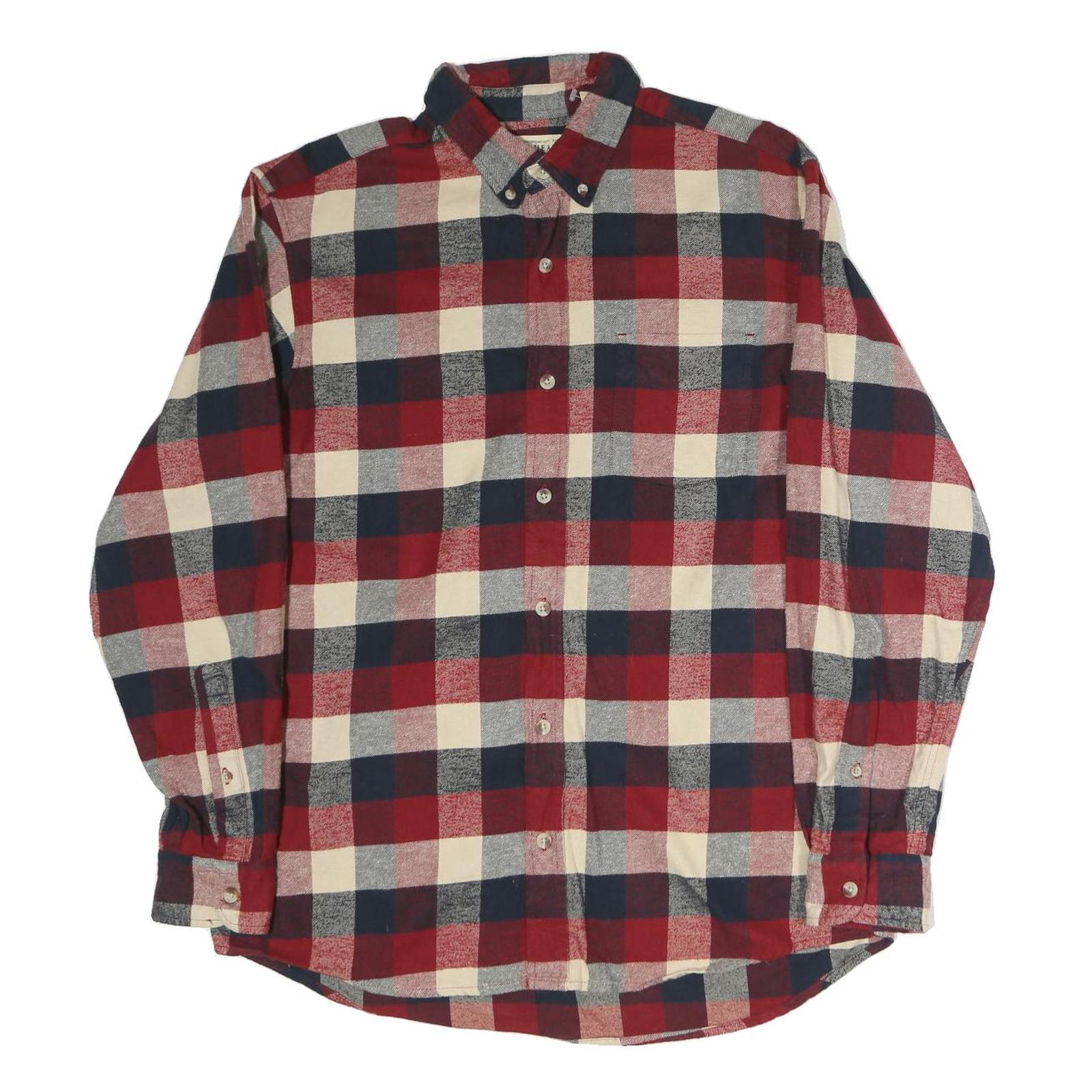 RED HEAD Mens Red Blue & Cream Check Shirt L Button Down Cotton Casual Refurbished - N/A refurbished available on Cerqular