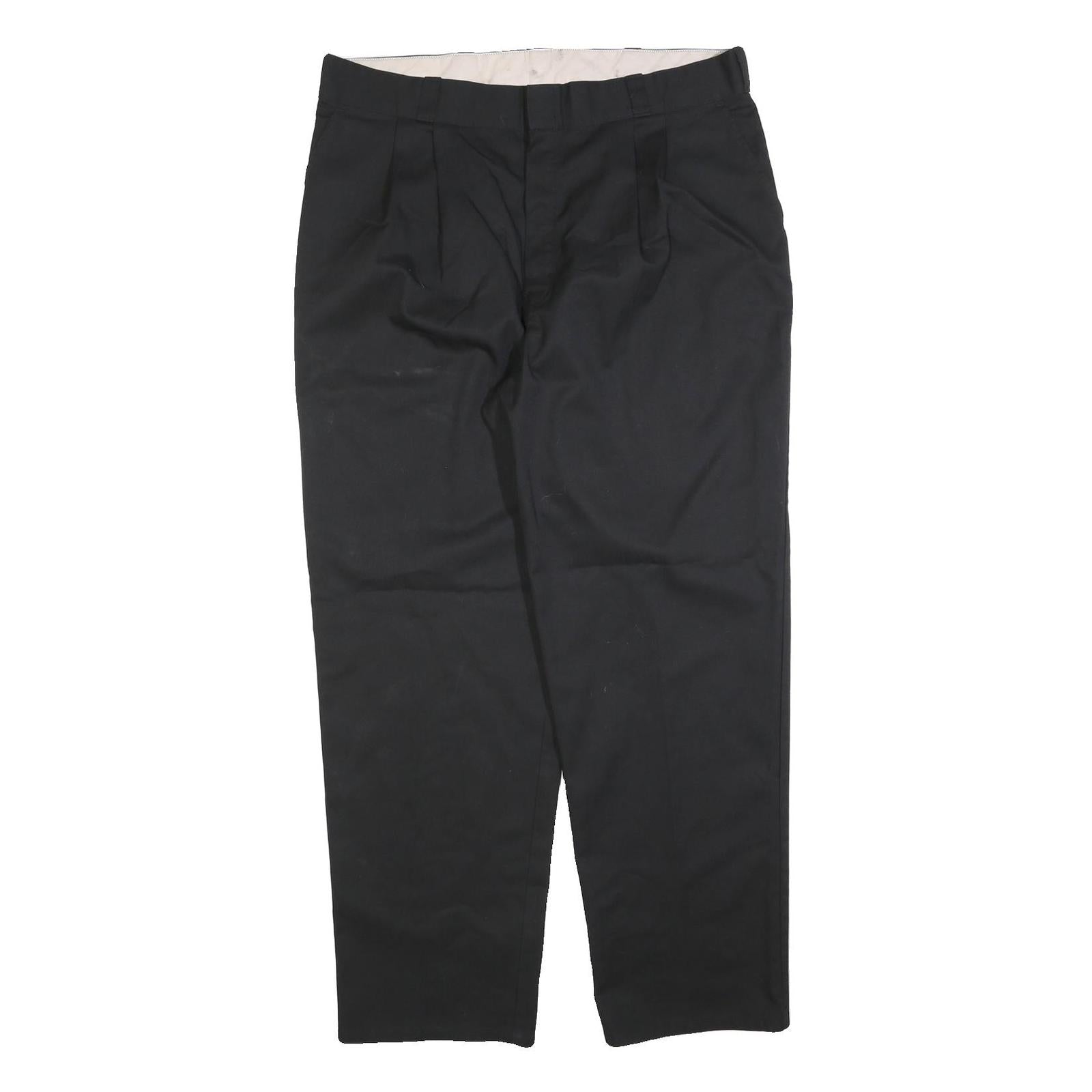 DICKIES Mens Cotton Blend Black Regular Straight Trousers W38 L32 Workwear Refurbished - N/A refurbished available on Cerqular
