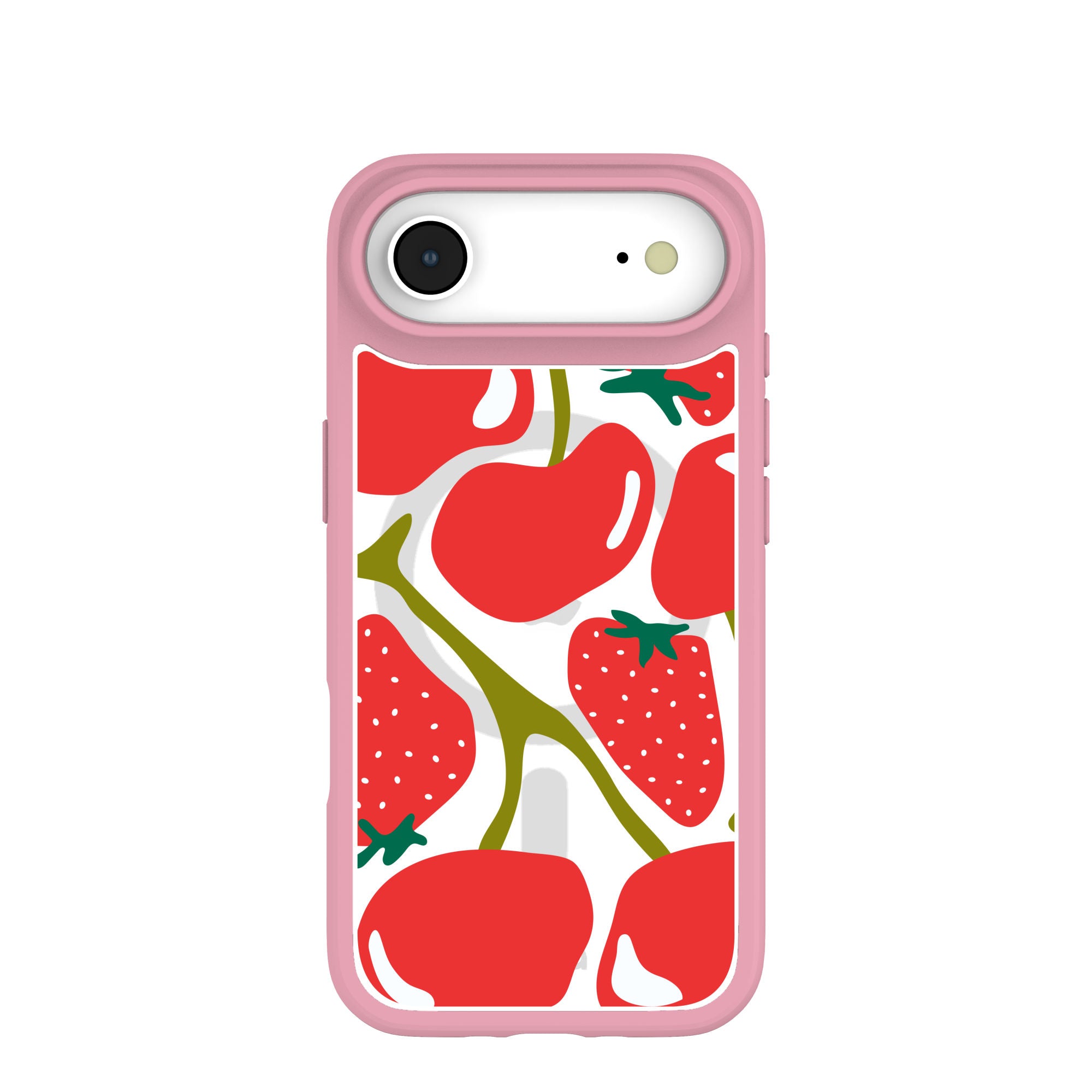 Clear Cherry Berry iPhone Air Case With Petal Pink Ridge (MagSafe included) Refurbished - Pela Case refurbished available on Cerqular