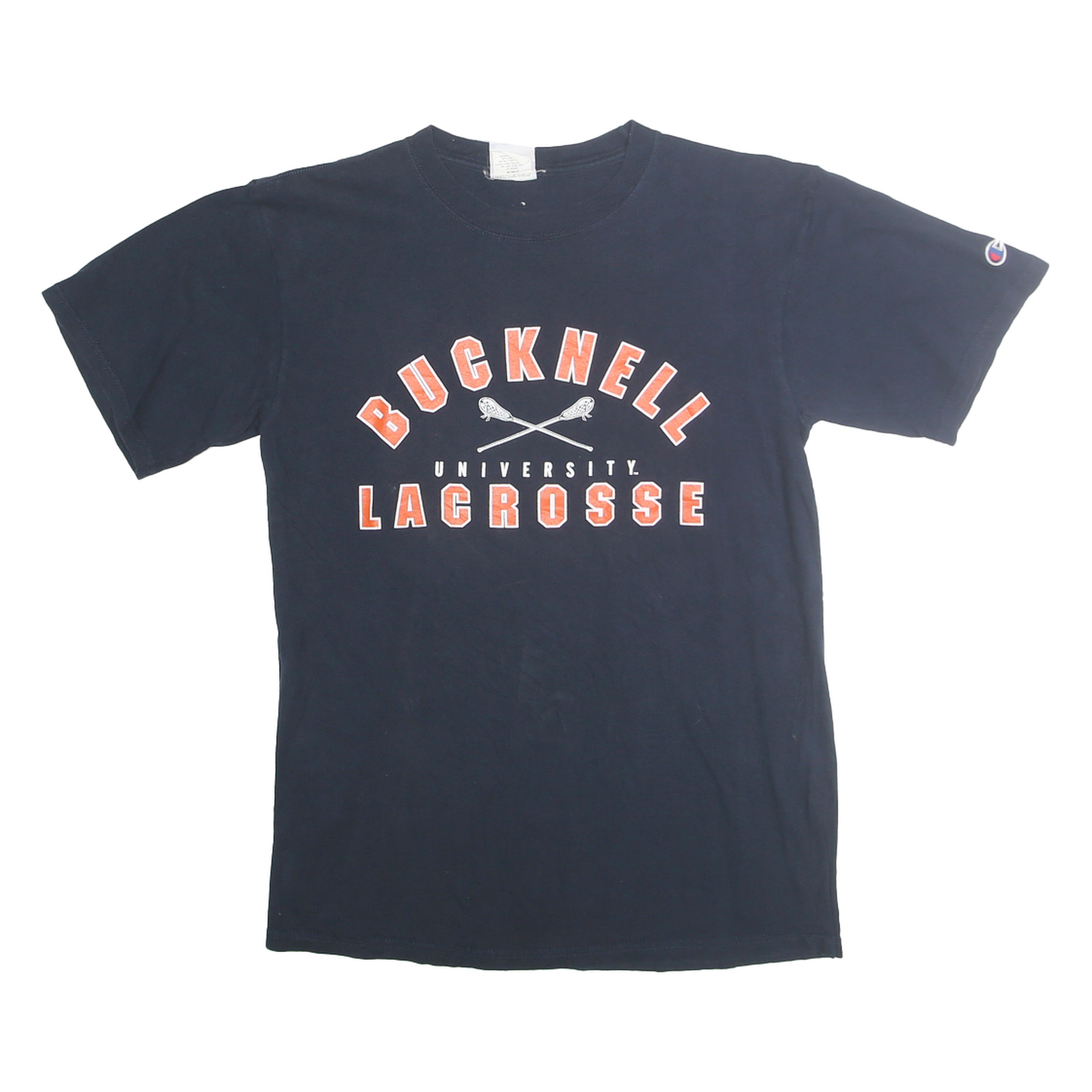 CHAMPION Mens Navy Blue Bucknell Lacrosse Graphic T-Shirt M Crew Neck Short Refurbished - N/A refurbished available on Cerqular
