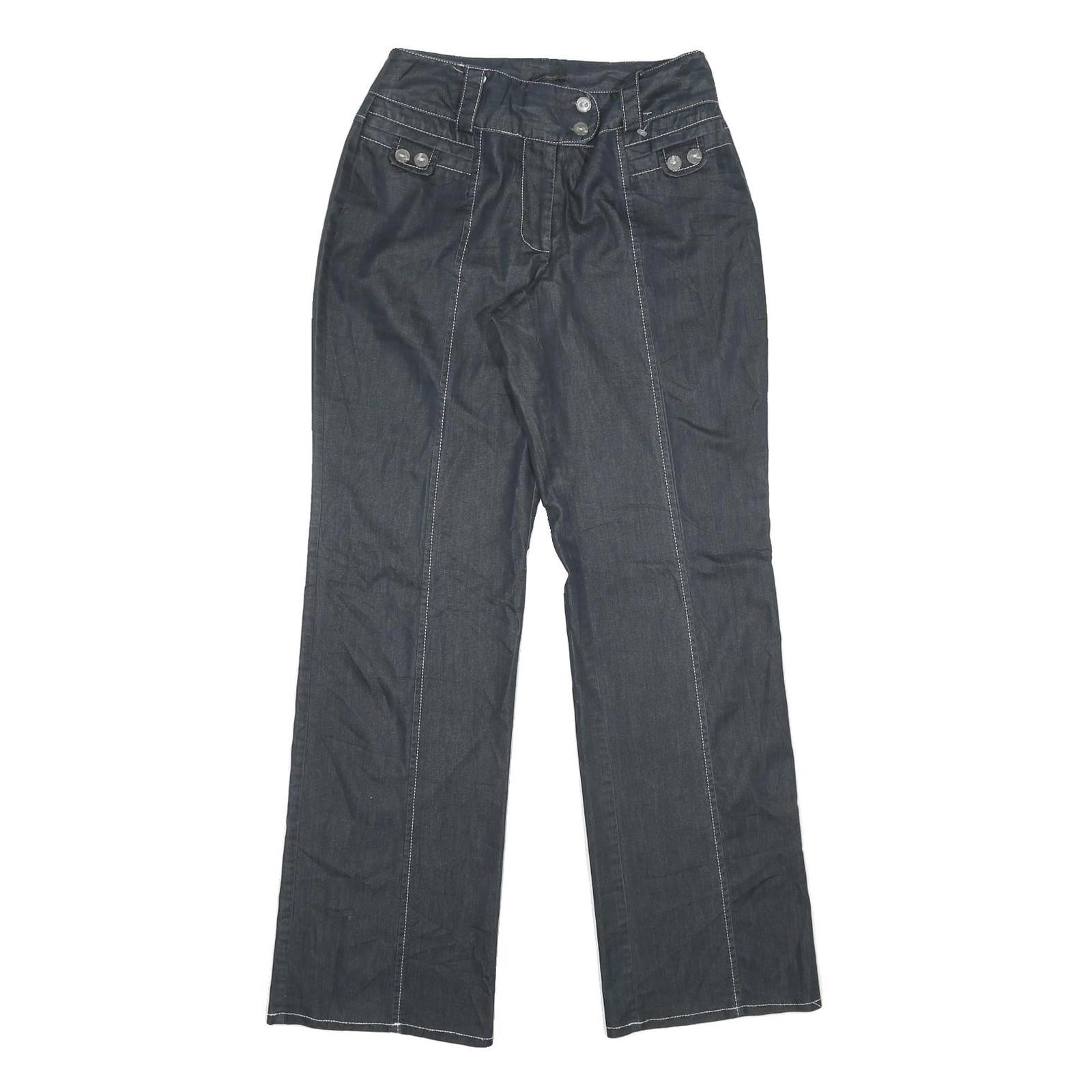 Womens Regular Fit Black Cotton Blend Zip Trousers W26 L31 Stylish Refurbished - N/A refurbished available on Cerqular