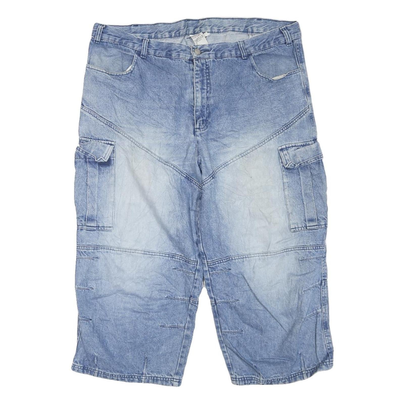 Mens Blue Denim Cargo Shorts XL W40 Cotton Blend Casual Summer Wear Refurbished - N/A refurbished available on Cerqular