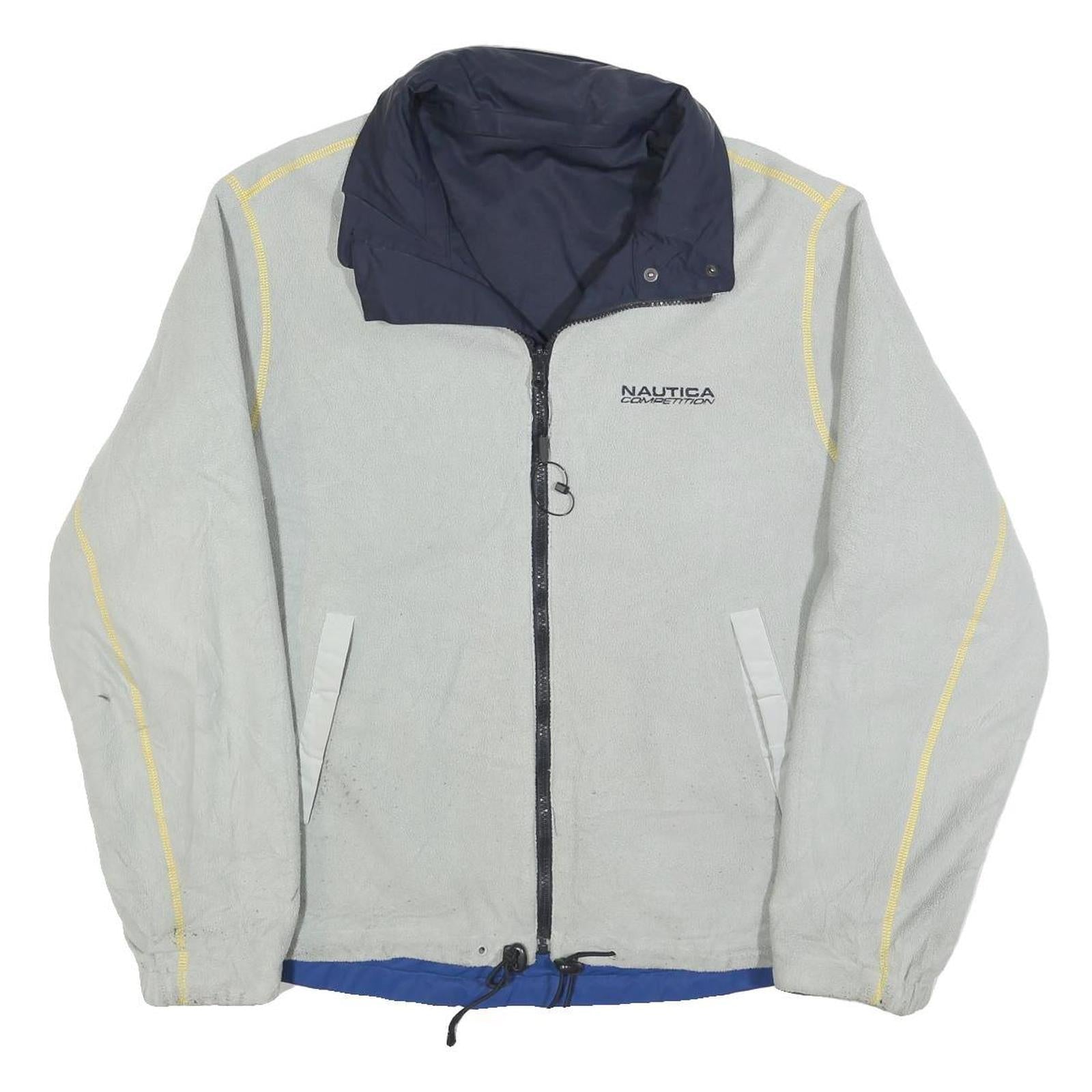 NAUTICA Mens Grey Blue Polyester Blend Reversible Zip Jacket L Fleece Refurbished - N/A refurbished available on Cerqular
