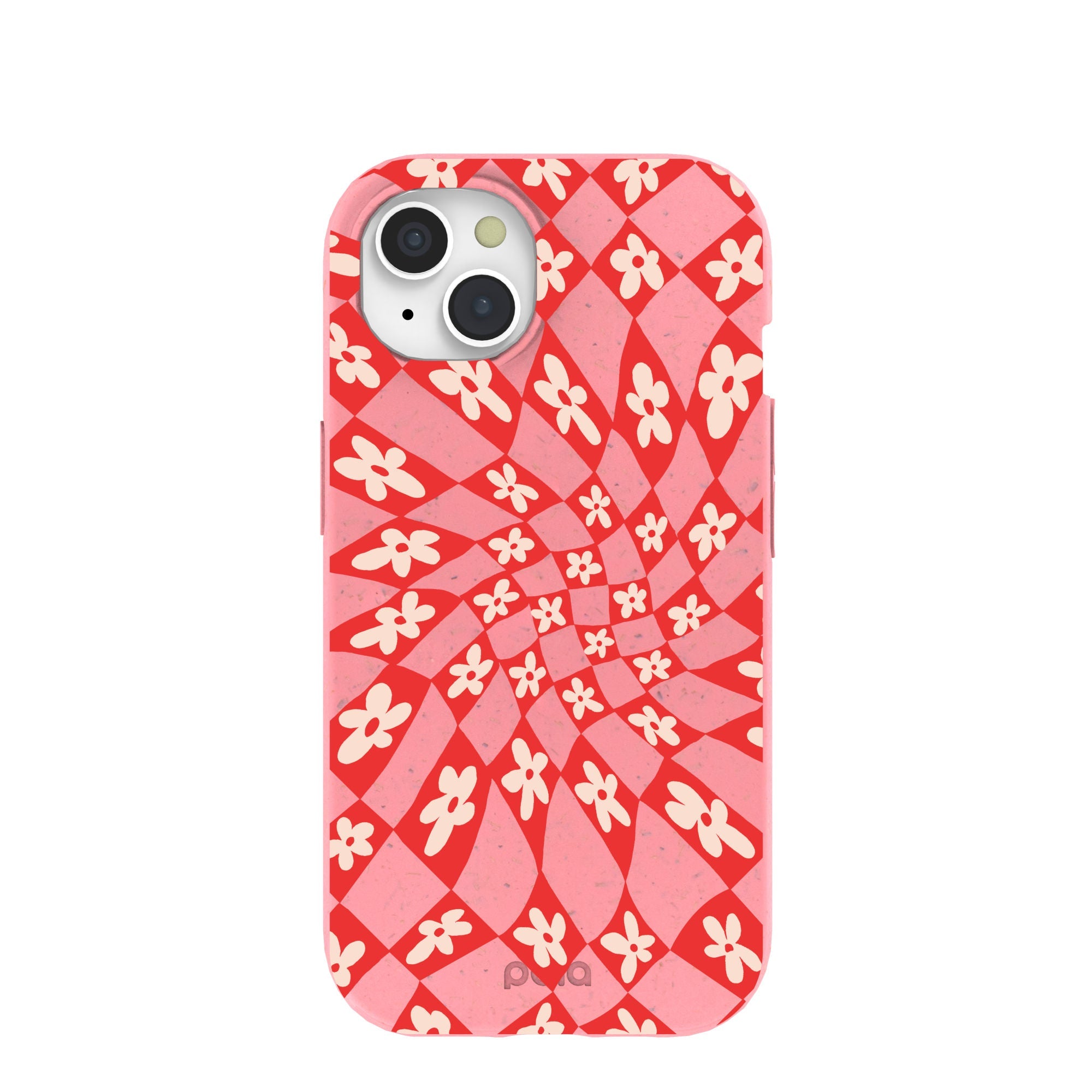 Bubblegum Pink Funky Fleurs iPhone 15 Case Refurbished - Pela Case refurbished available on Cerqular