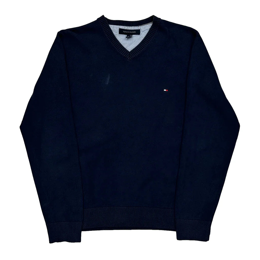 Tommy Hilfiger Jumper - Large Navy Cotton Refurbished - Thrifted (note: this is a term often used to describe second- refurbished available on Cerqular