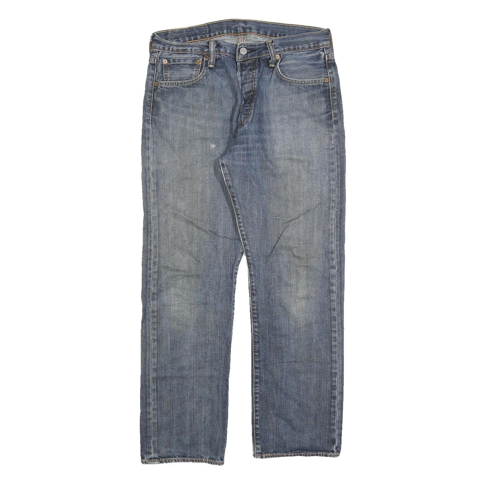 LEVI'S 501 Mens Jeans Blue Regular Straight Denim Medium W33 L30 Classic Button Refurbished - N/A refurbished available on Cerqular