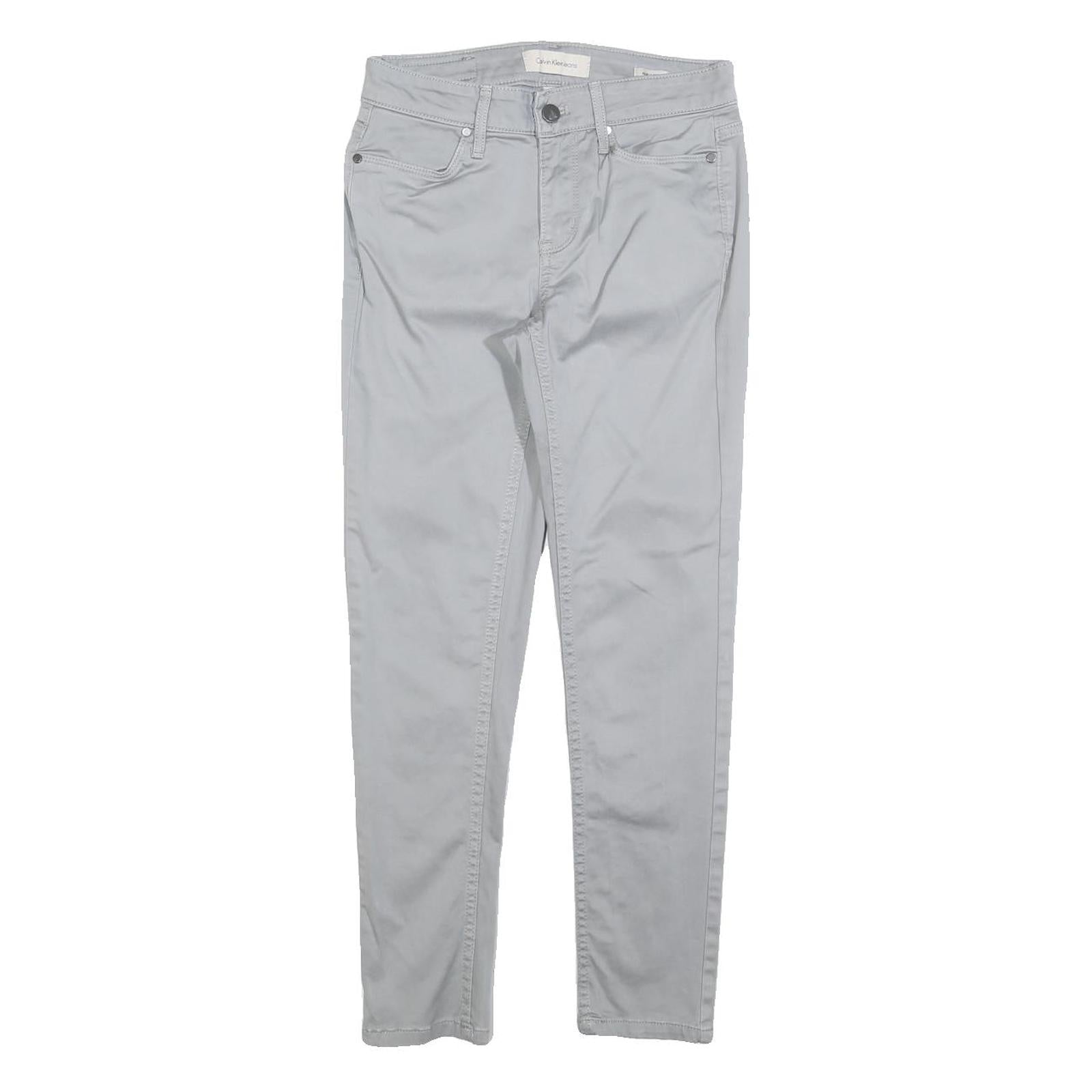 CALVIN KLEIN JEANS Womens Cotton Blend Grey Slim Zip Trousers W25 L26 Casual Refurbished - N/A refurbished available on Cerqular