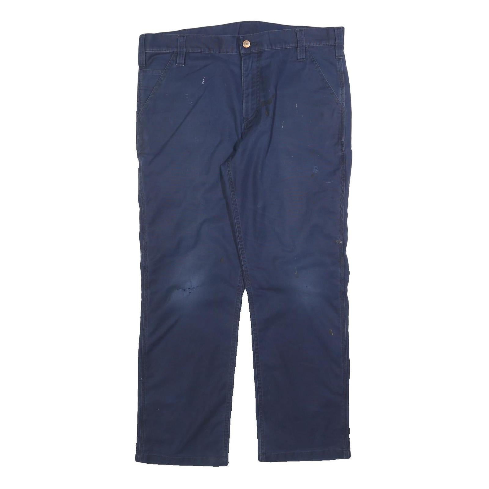CARHARTT Mens Cotton Blend Navy Relaxed Straight Trousers W36 L30 Casual Refurbished - N/A refurbished available on Cerqular